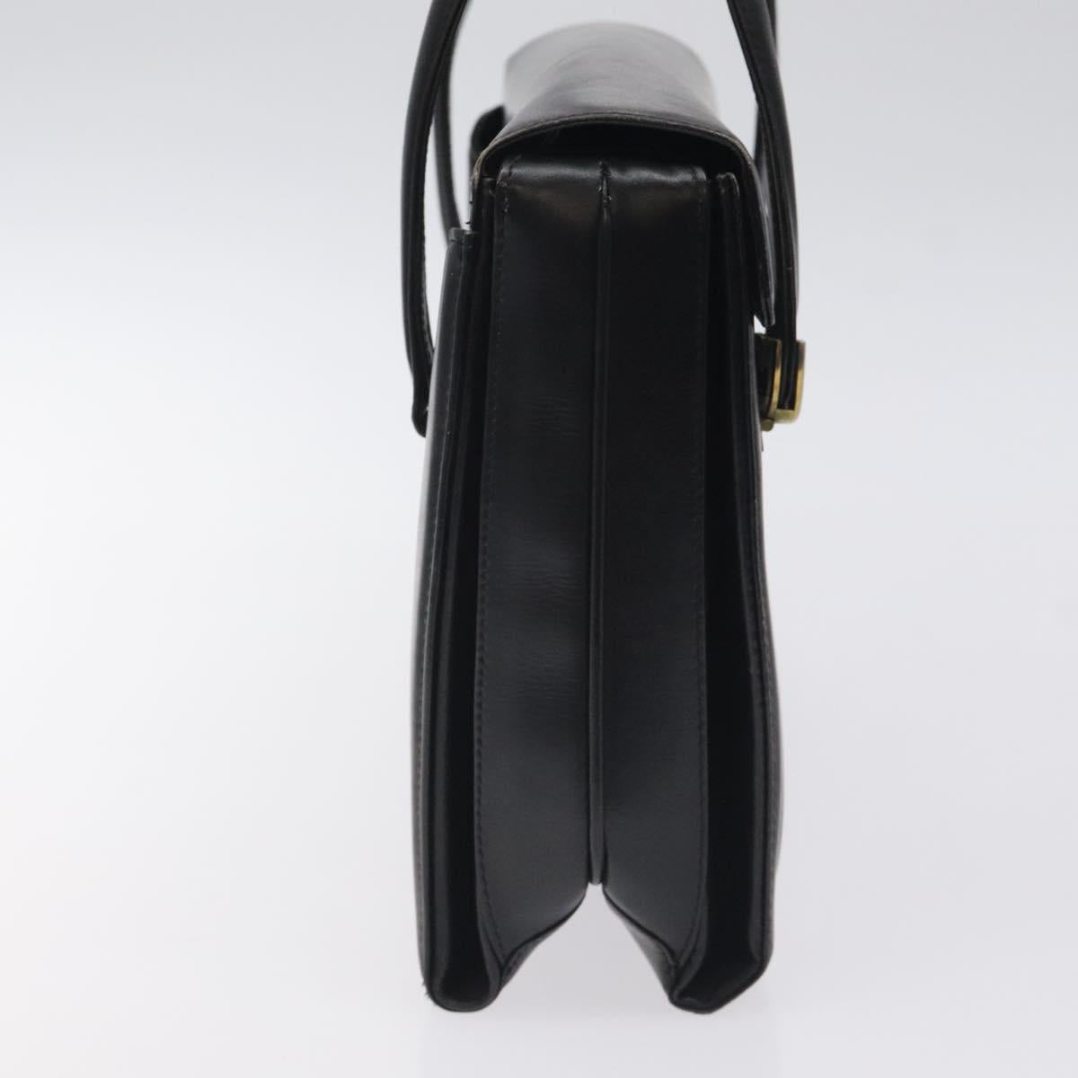 GUCCI Hand Bag Leather Black Gold