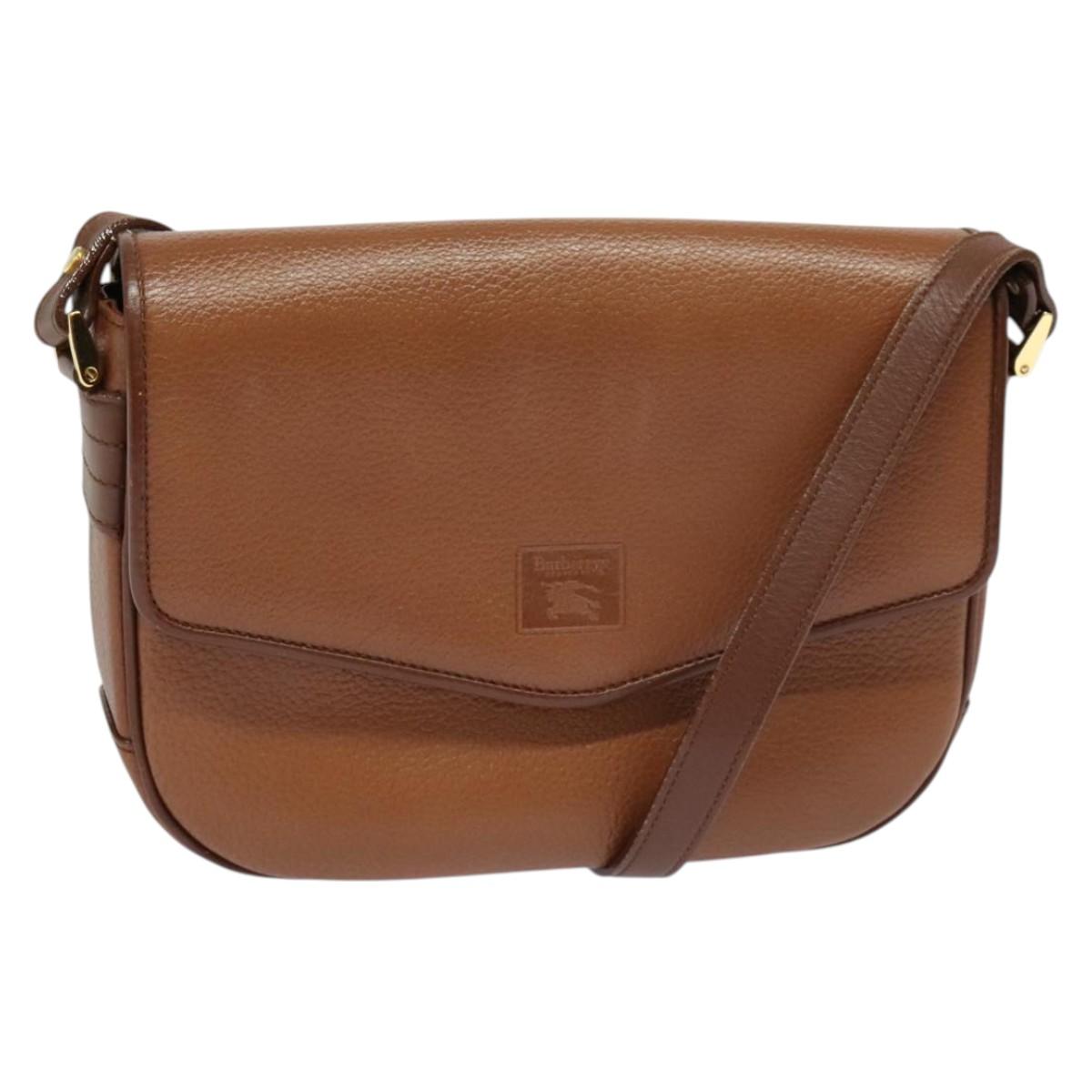 Burberrys Shoulder Bag Leather Brown Gold