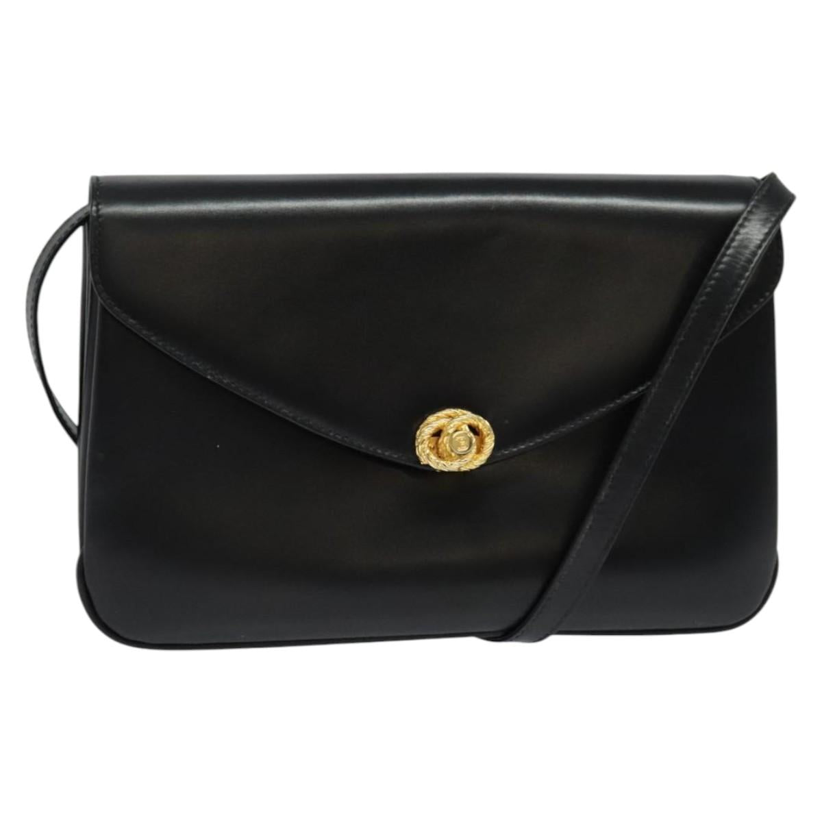 BALLY Shoulder Bag Leather Black Gold