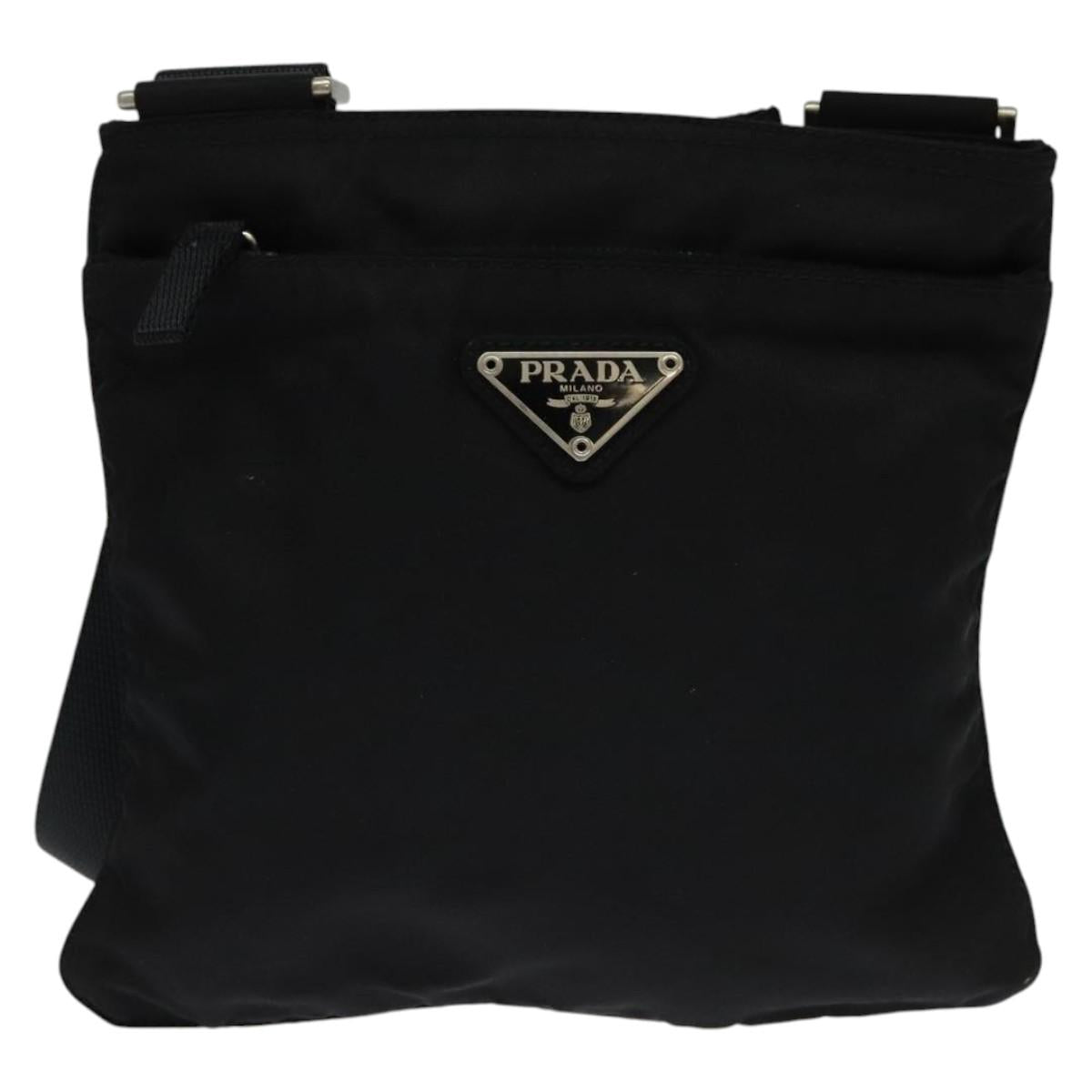 PRADA Shoulder Bag Nylon Black Silver