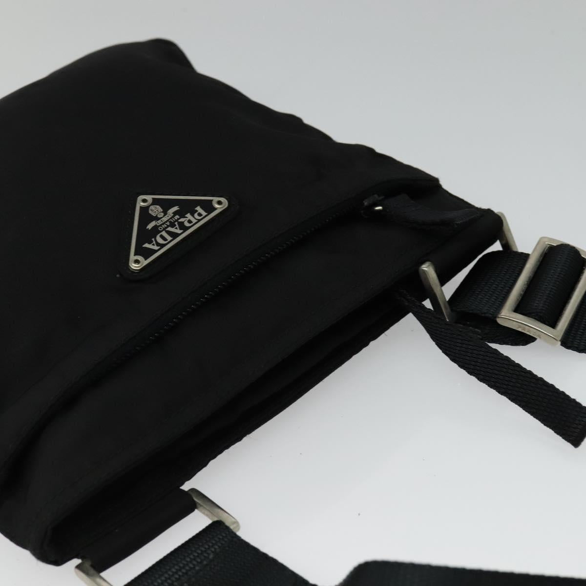 PRADA Shoulder Bag Nylon Black Silver