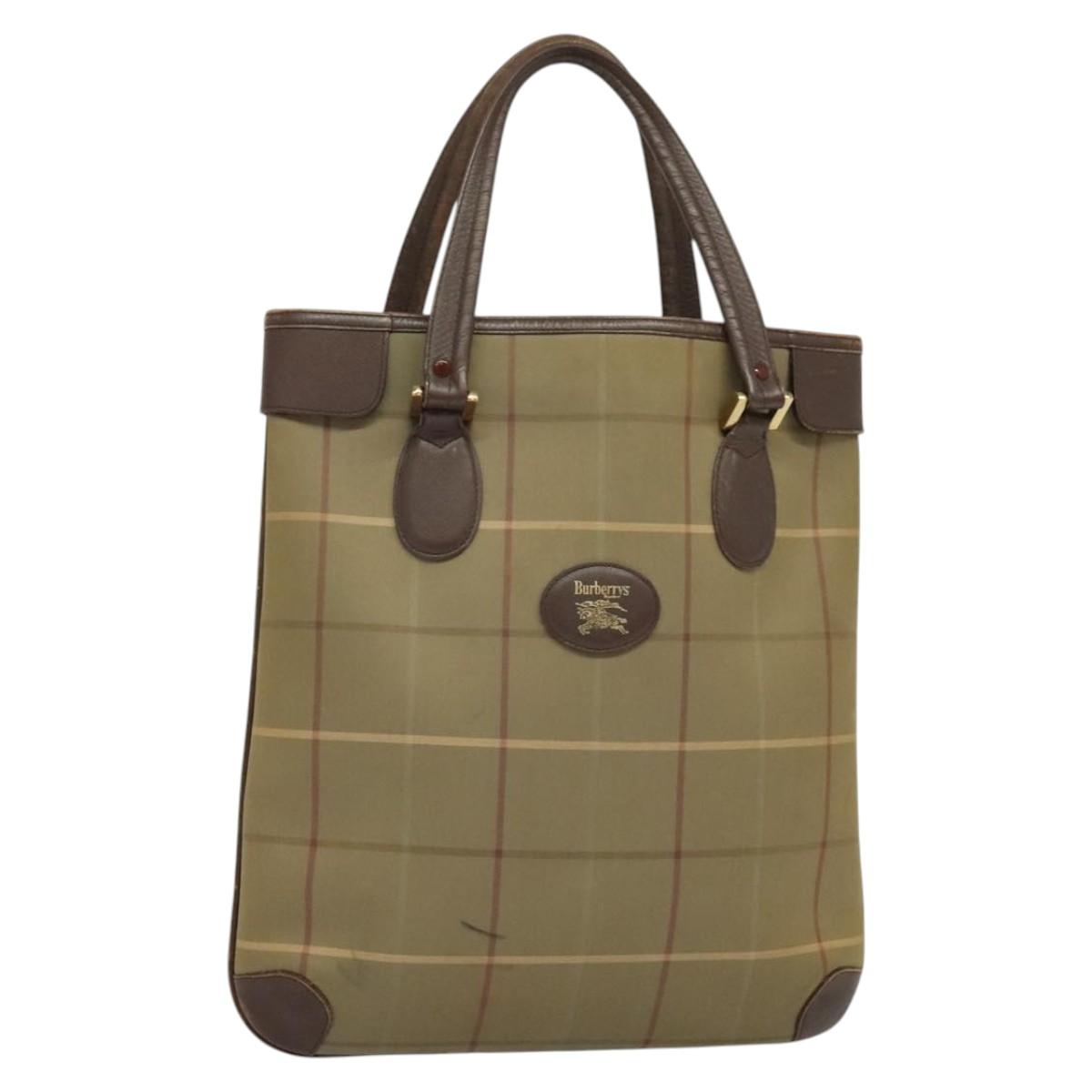 Burberrys Nova Check Tote Bag Canvas Beige Gold