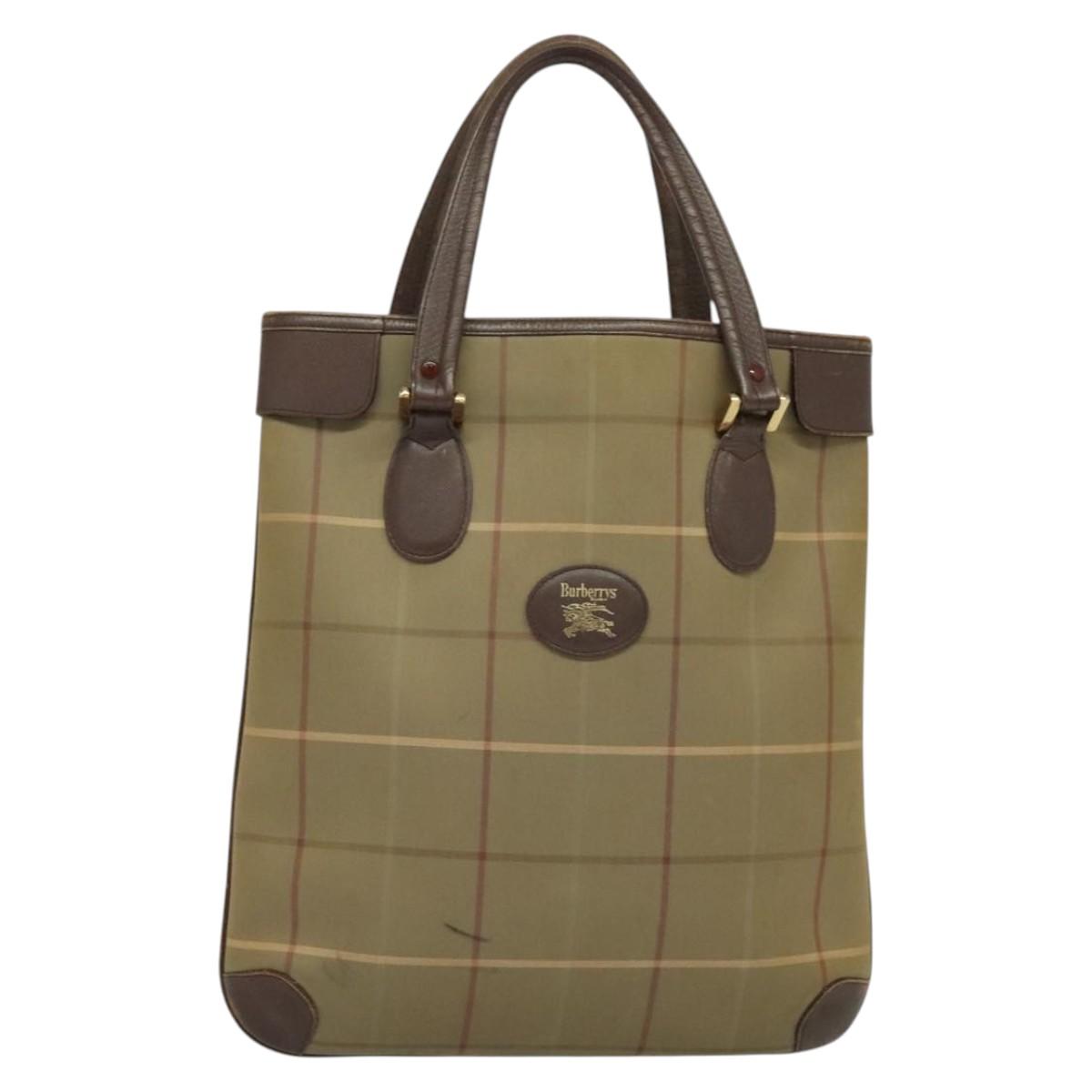 Burberrys Nova Check Tote Bag Canvas Beige Gold