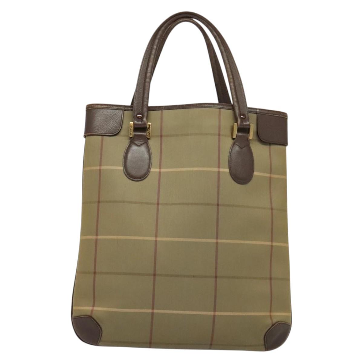 Burberrys Nova Check Tote Bag Canvas Beige Gold