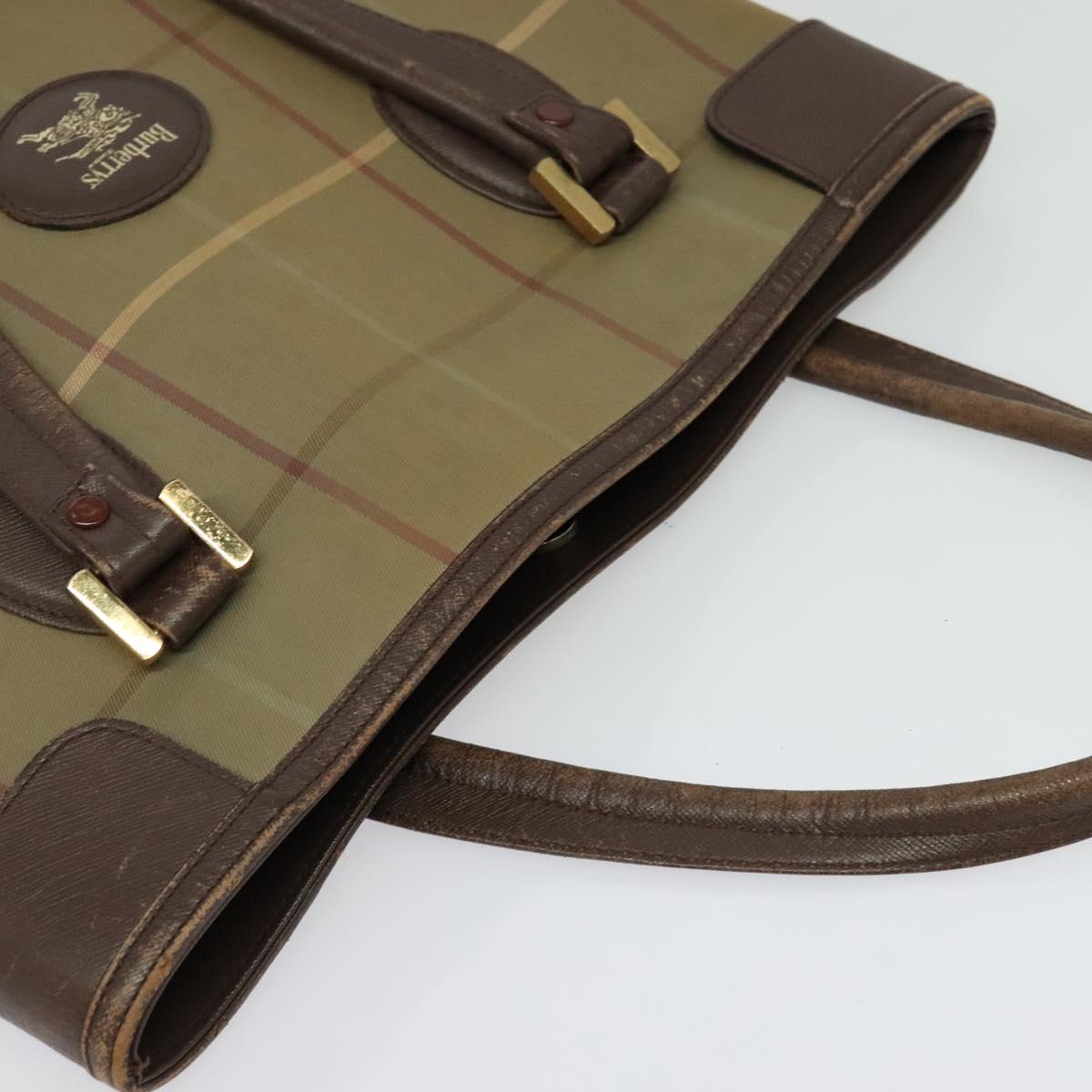 Burberrys Nova Check Tote Bag Canvas Beige Gold