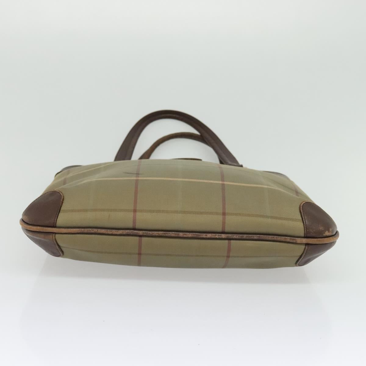 Burberrys Nova Check Tote Bag Canvas Beige Gold