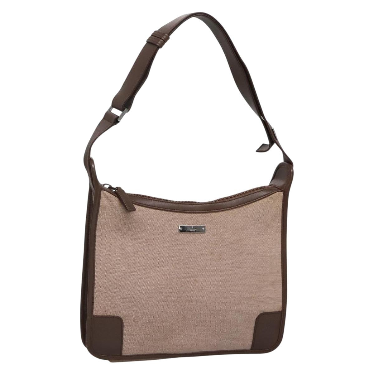 GUCCI Shoulder Bag Canvas Beige Silver 001 4206