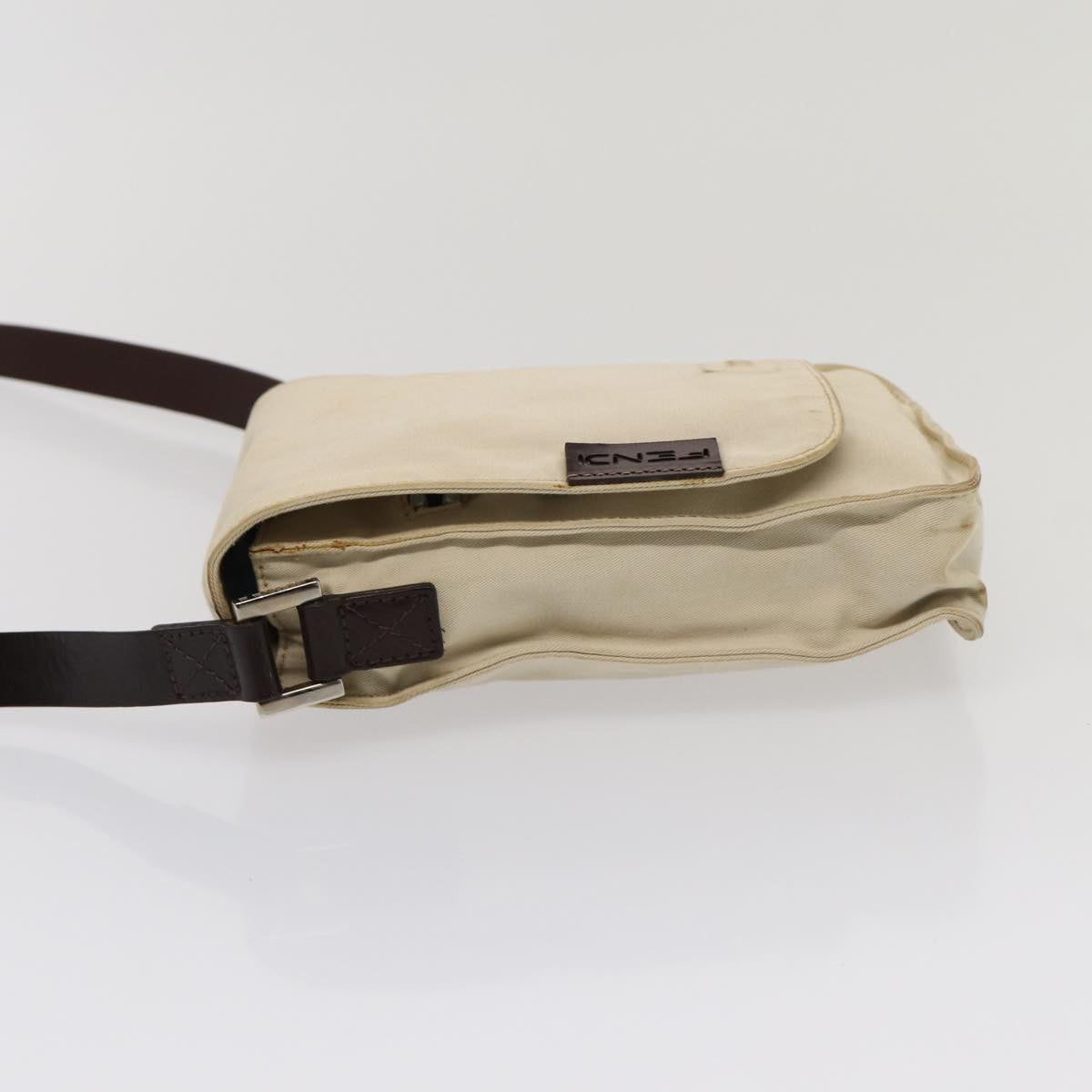 FENDI Canvas Shoulder Bag Beige