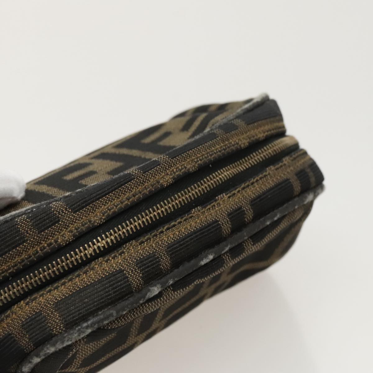 FENDI Zucca Canvas Pouch Brown Black