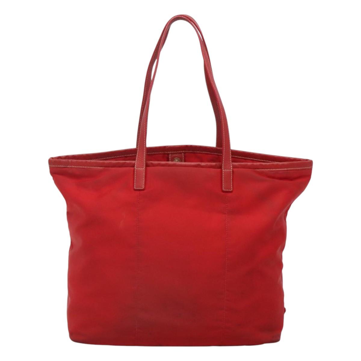 PRADA Tote Bag Nylon Red Gold