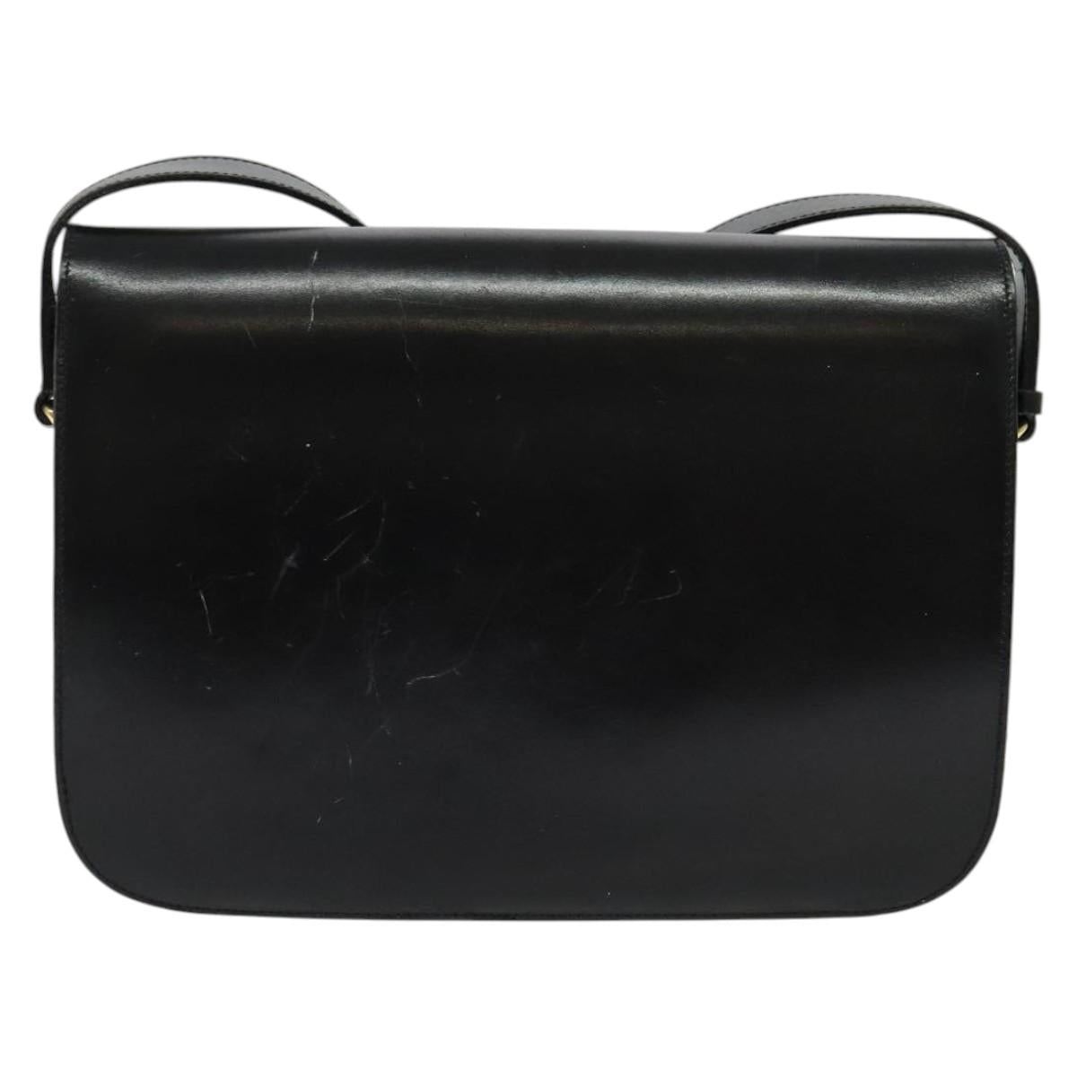 CELINE Shoulder Bag Leather Black Gold