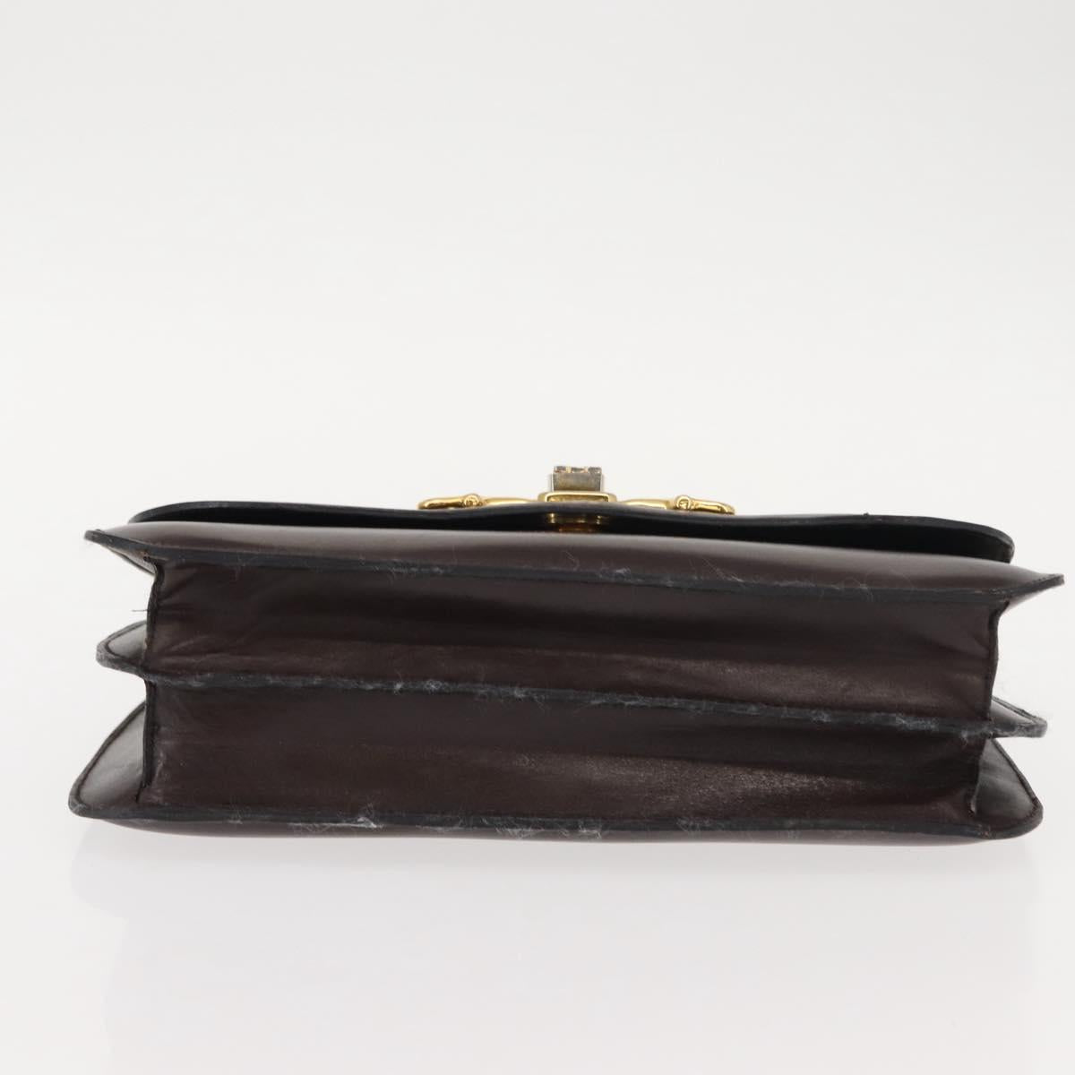 CELINE Hand Bag Leather Brown Gold