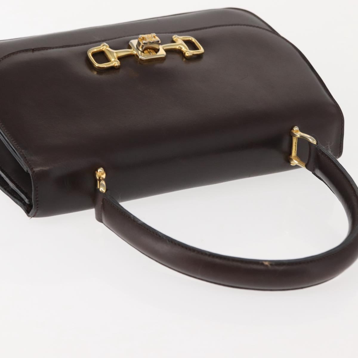 CELINE Hand Bag Leather Brown Gold