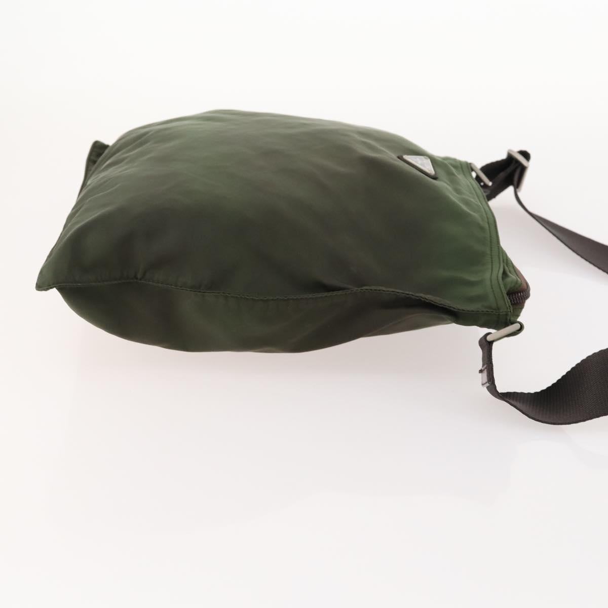 PRADA Shoulder Bag Nylon Green Silver