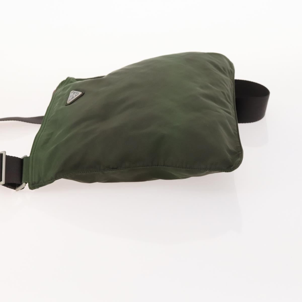 PRADA Shoulder Bag Nylon Green Silver
