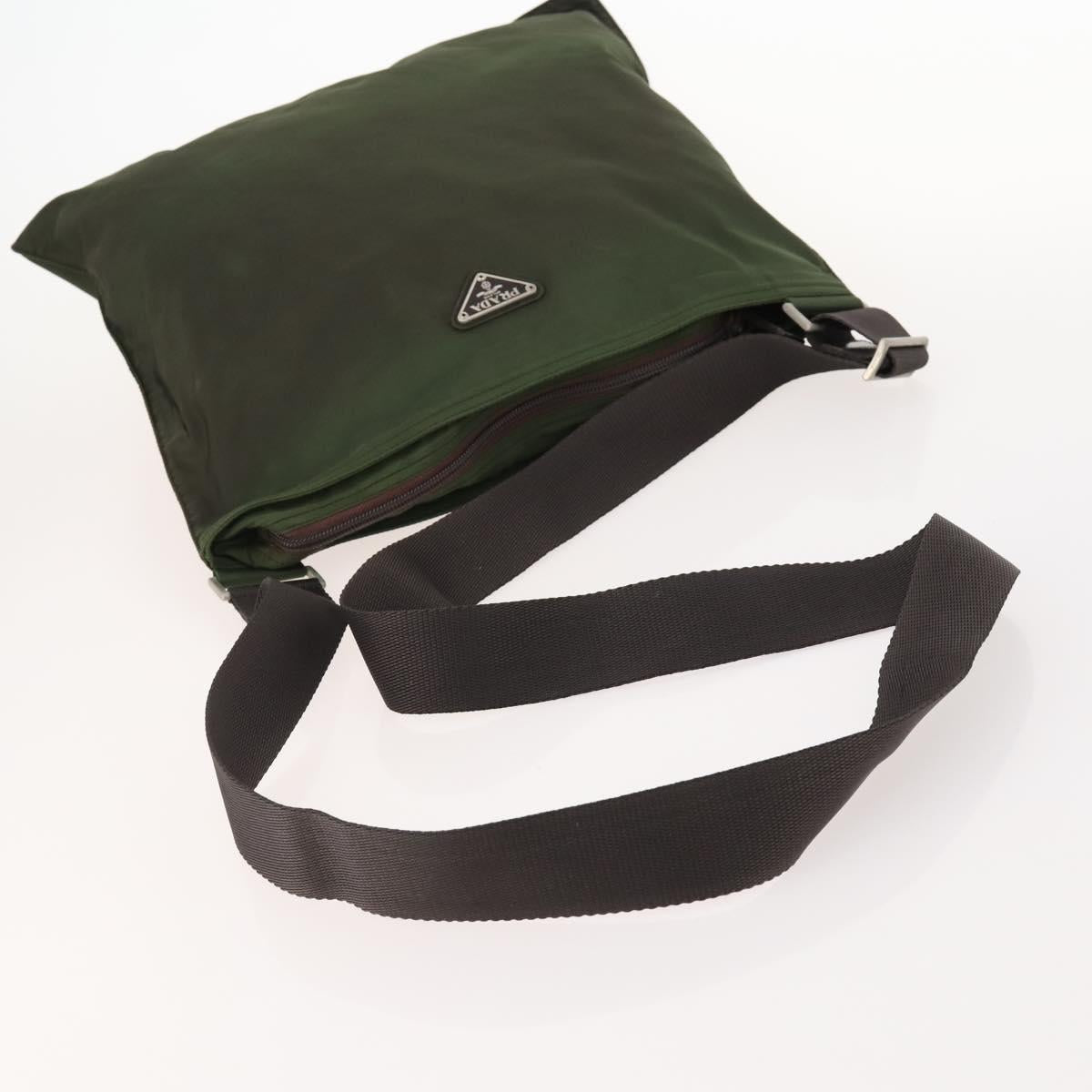 PRADA Shoulder Bag Nylon Green Silver