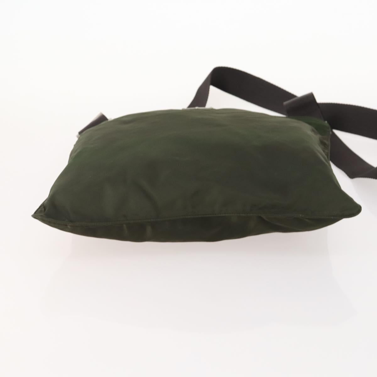 PRADA Shoulder Bag Nylon Green Silver