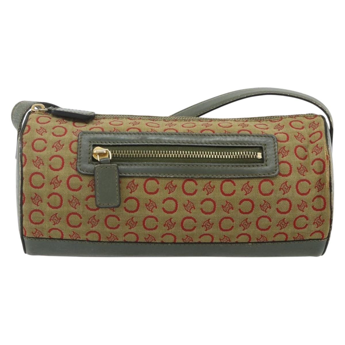 CELINE C Macadam Canvas Shoulder Bag Beige Gold