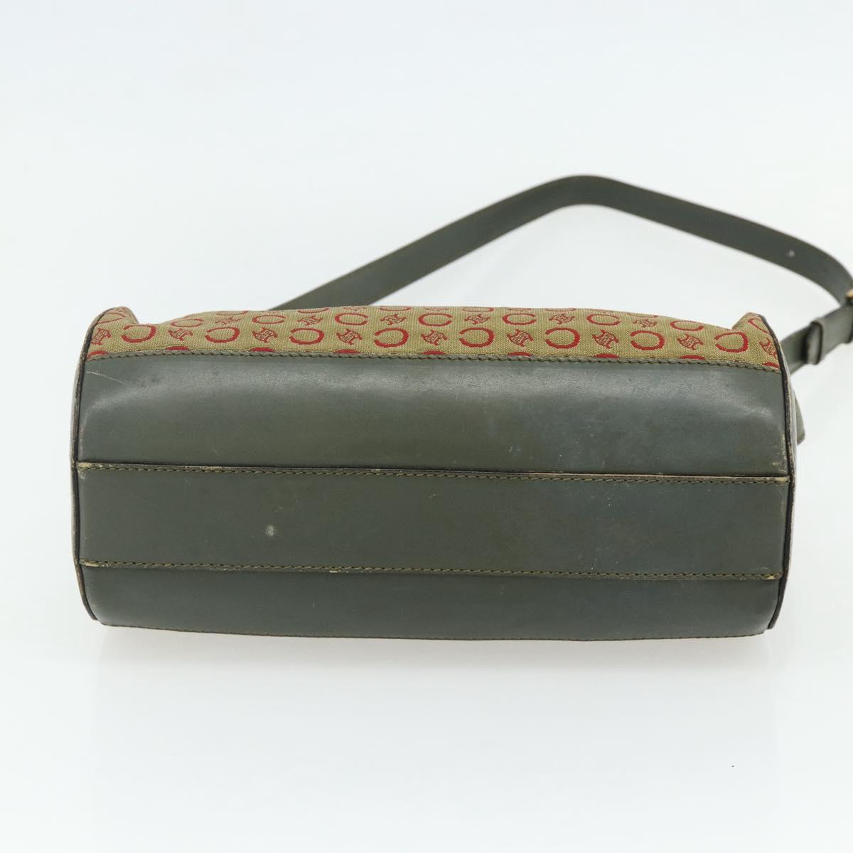 CELINE C Macadam Canvas Shoulder Bag Beige Gold