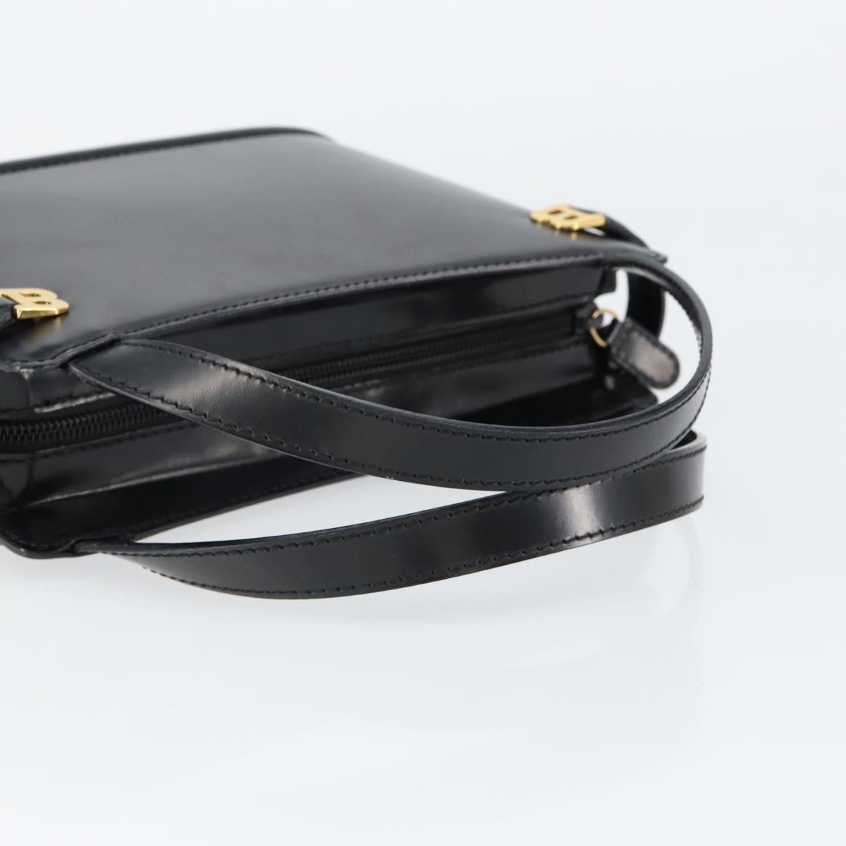 BALLY Hand Bag Leather Black Gold