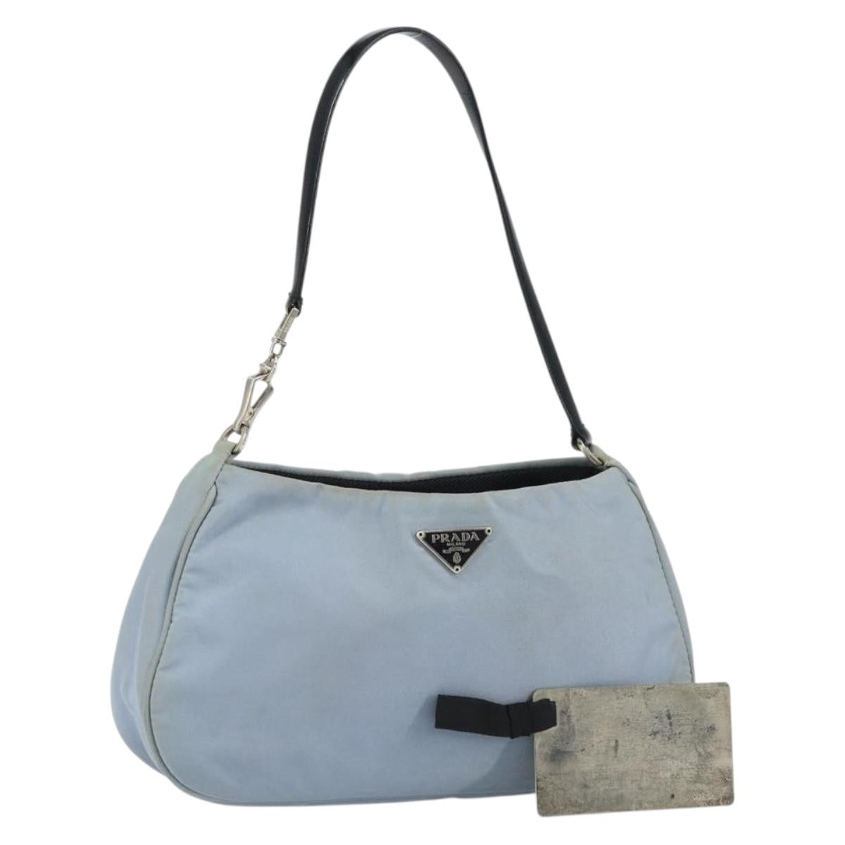PRADA mini Shoulder Bag Nylon Light Blue Silver