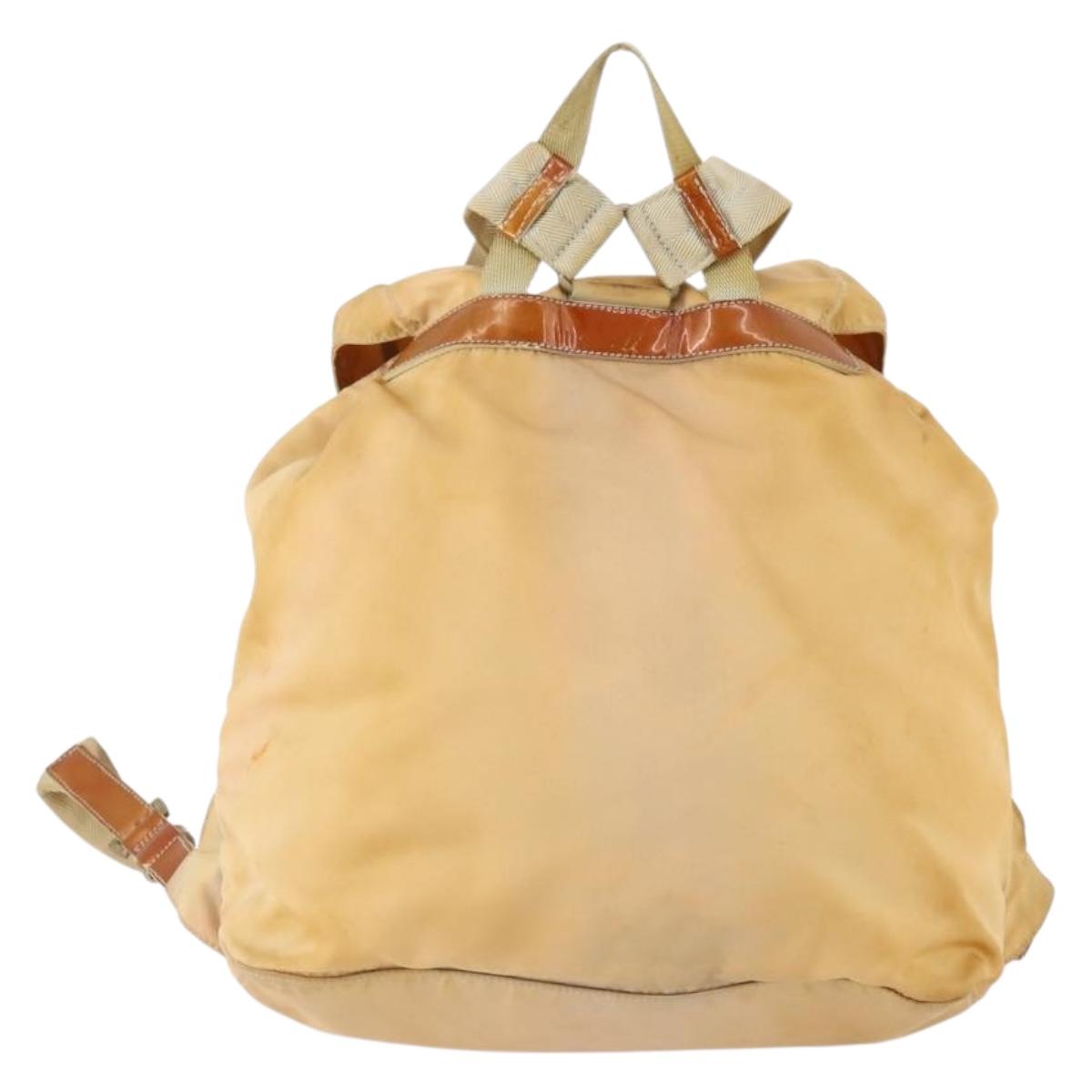 PRADA Backpack Nylon Beige Silver