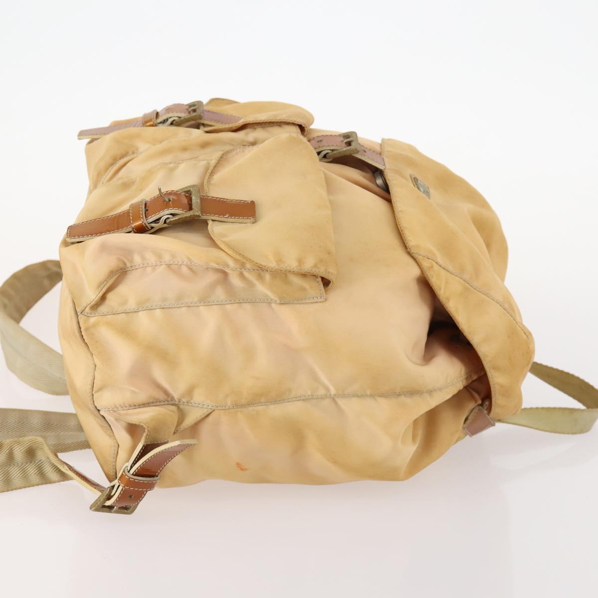 PRADA Backpack Nylon Beige Silver