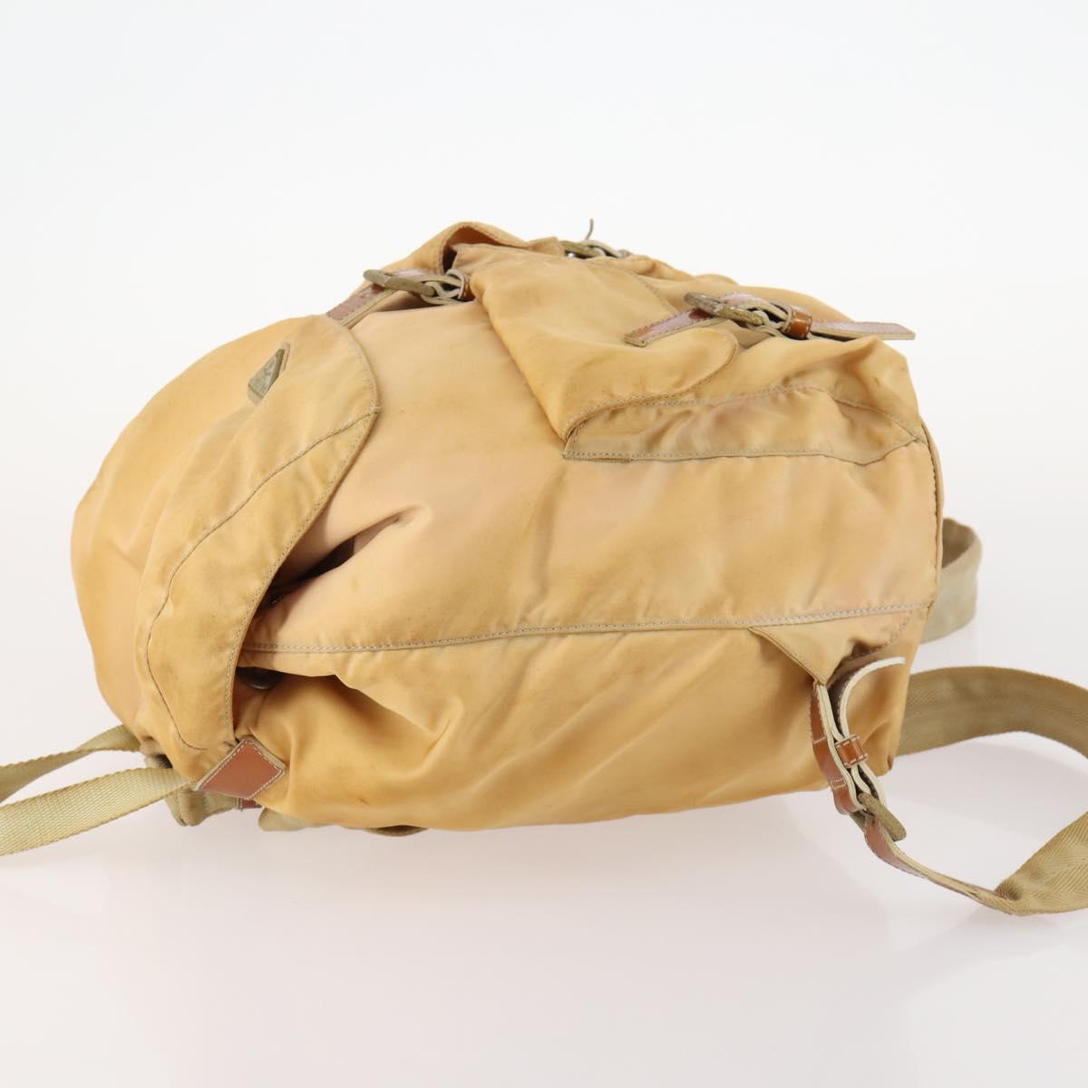 PRADA Backpack Nylon Beige Silver