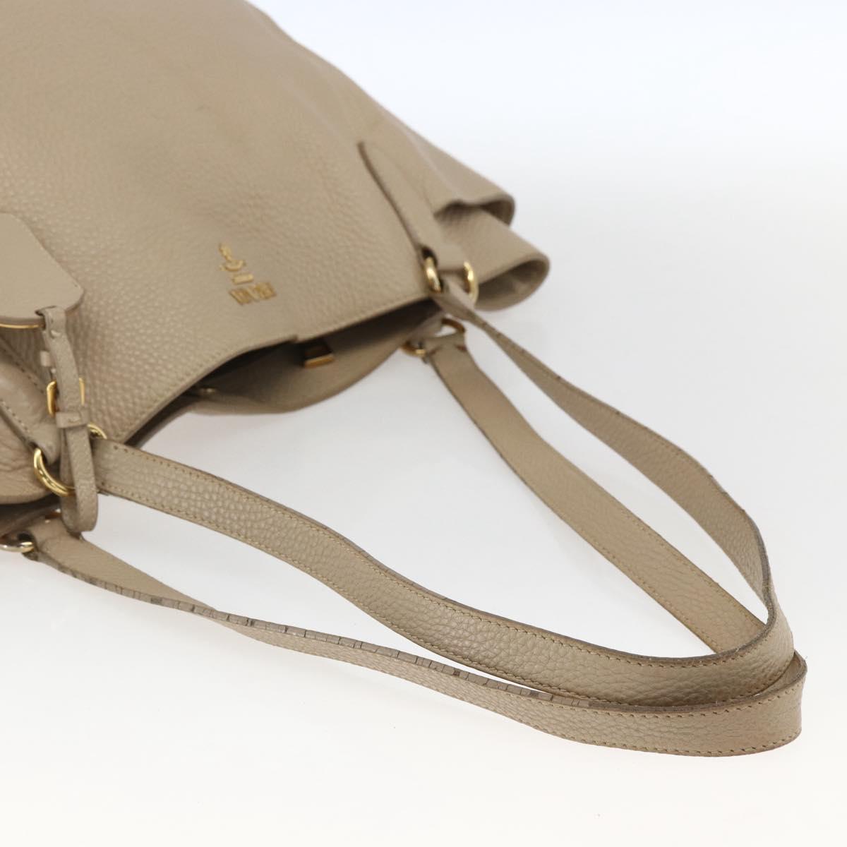 PRADA Tote Bag Leather Beige Gold