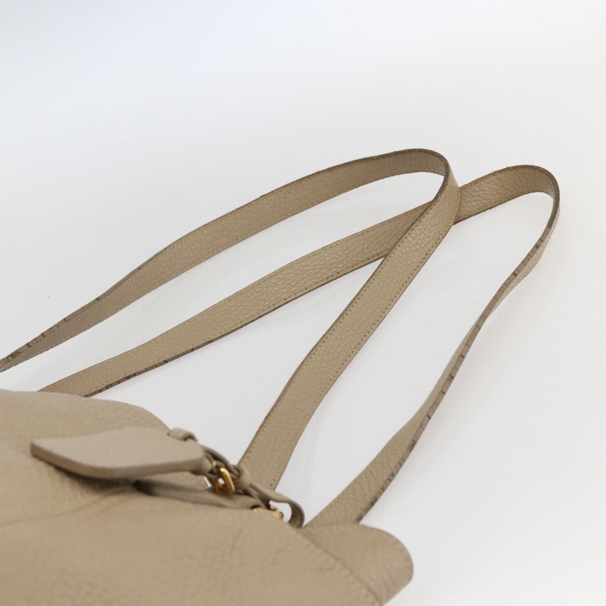 PRADA Tote Bag Leather Beige Gold