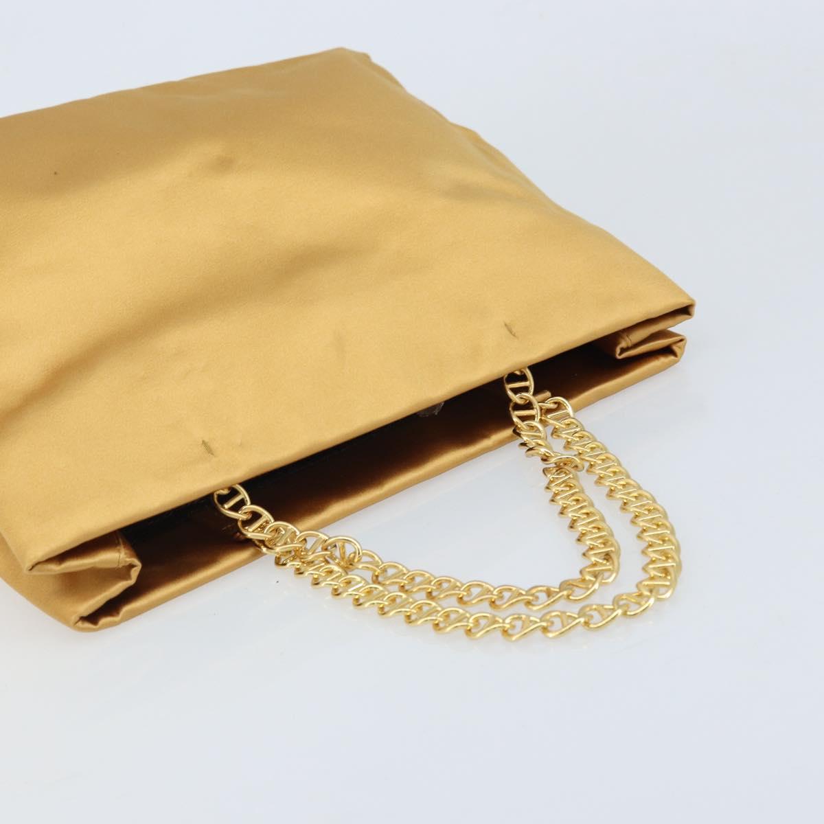 PRADA Chain Hand Bag Satin Gold