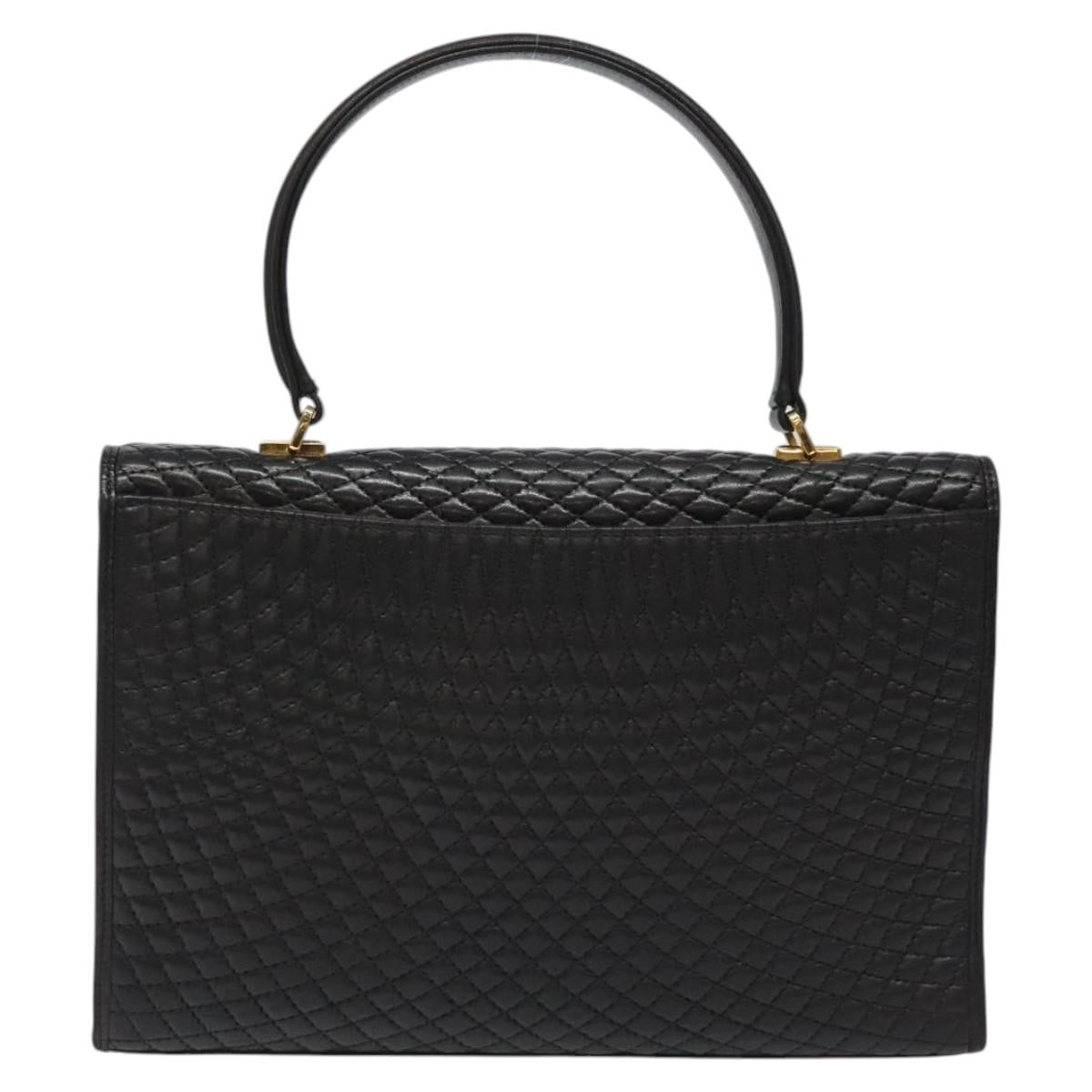 BALLY Hand Bag Leather Black Gold