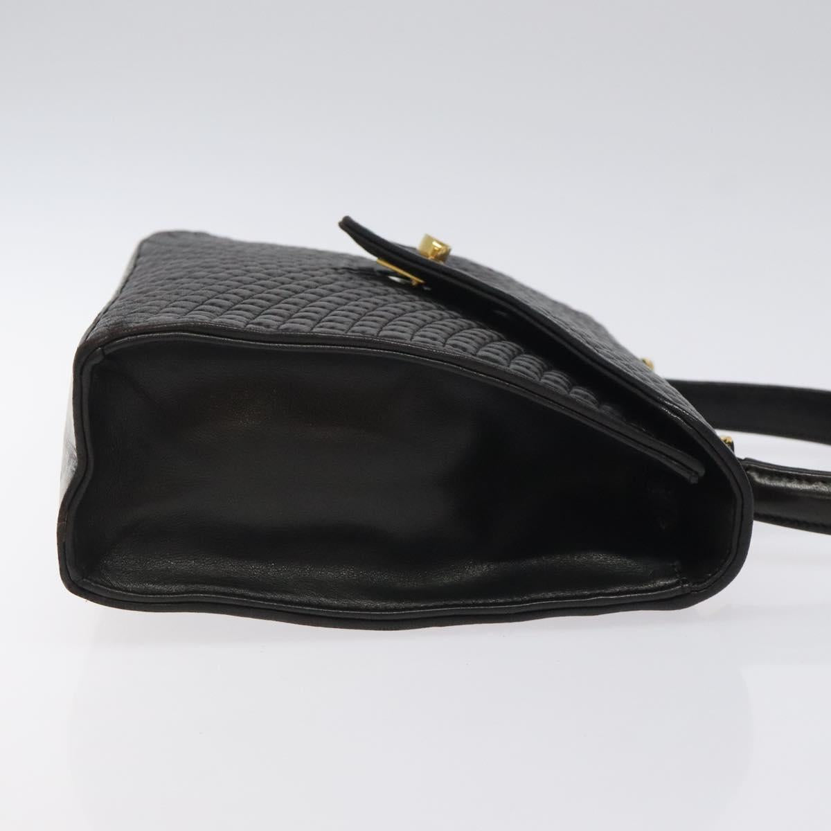 BALLY Hand Bag Leather Black Gold