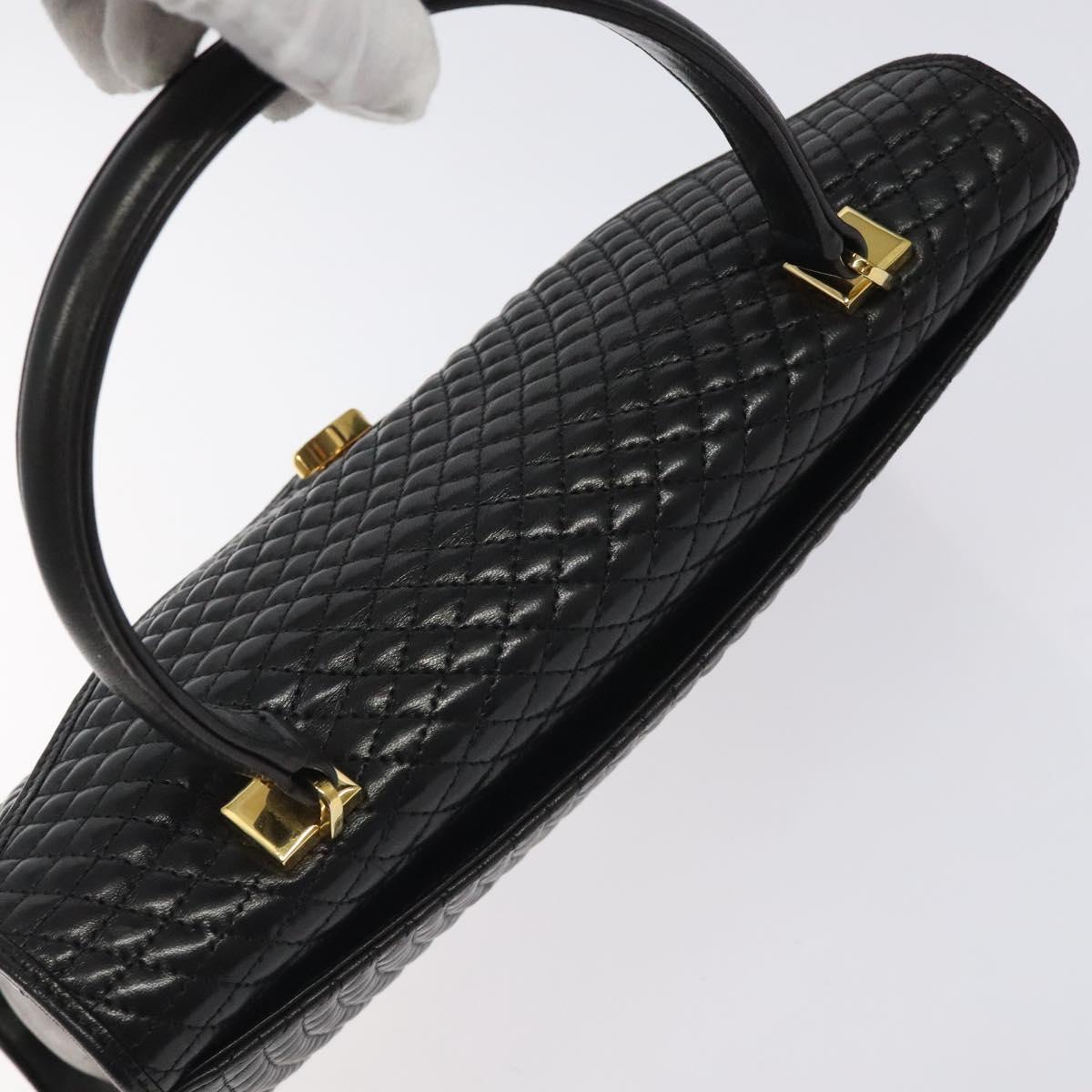 BALLY Hand Bag Leather Black Gold