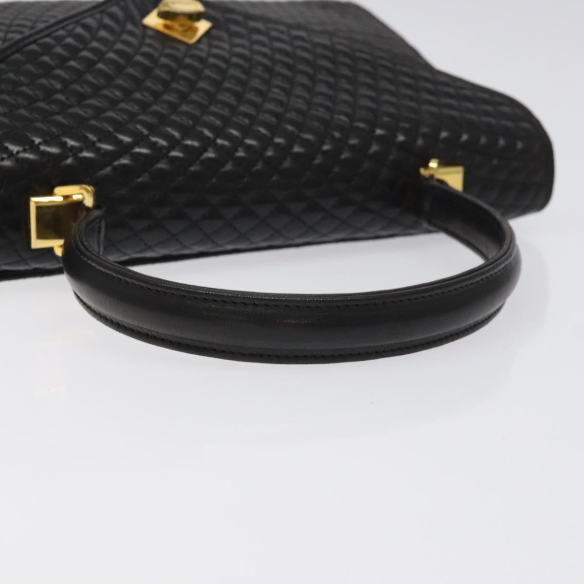 BALLY Hand Bag Leather Black Gold
