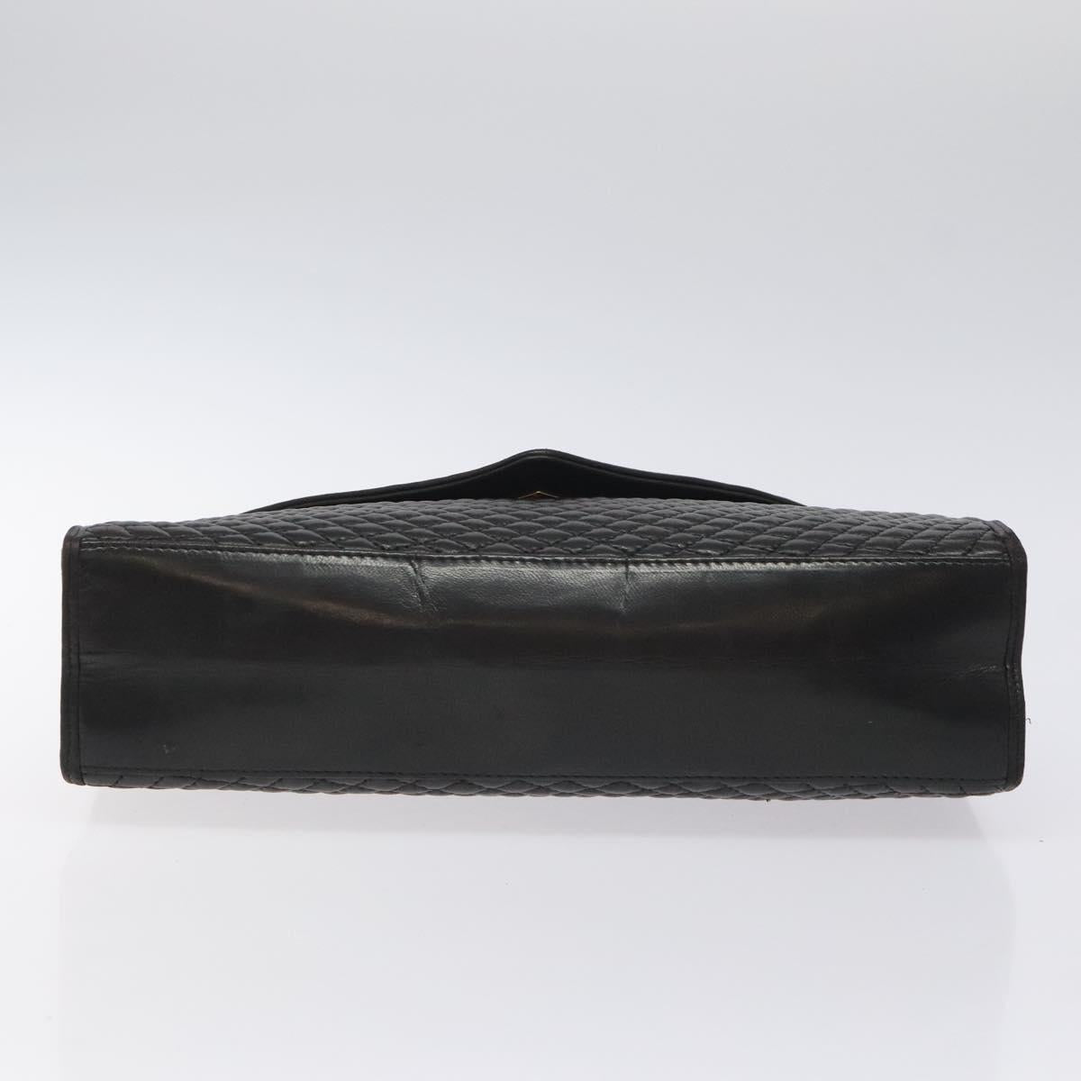 BALLY Hand Bag Leather Black Gold
