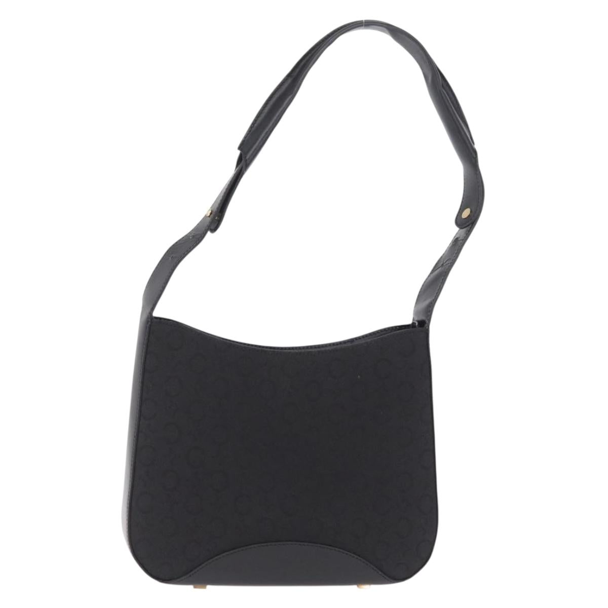 CELINE C Macadam Canvas Shoulder Bag Black Gold