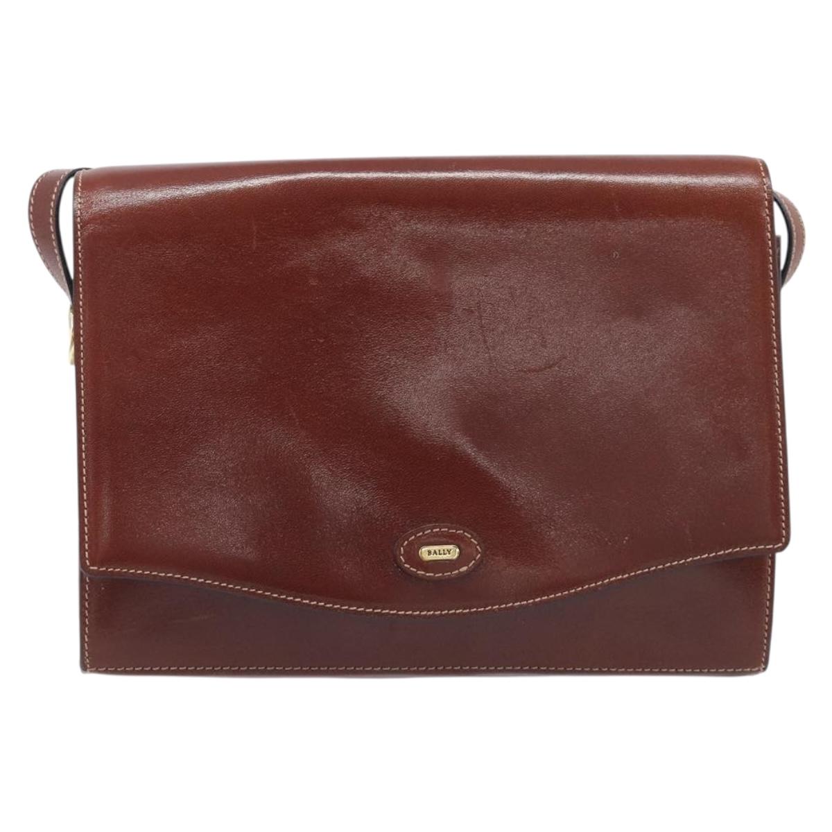 Bally Shoulder Bag Leather Brown Gold