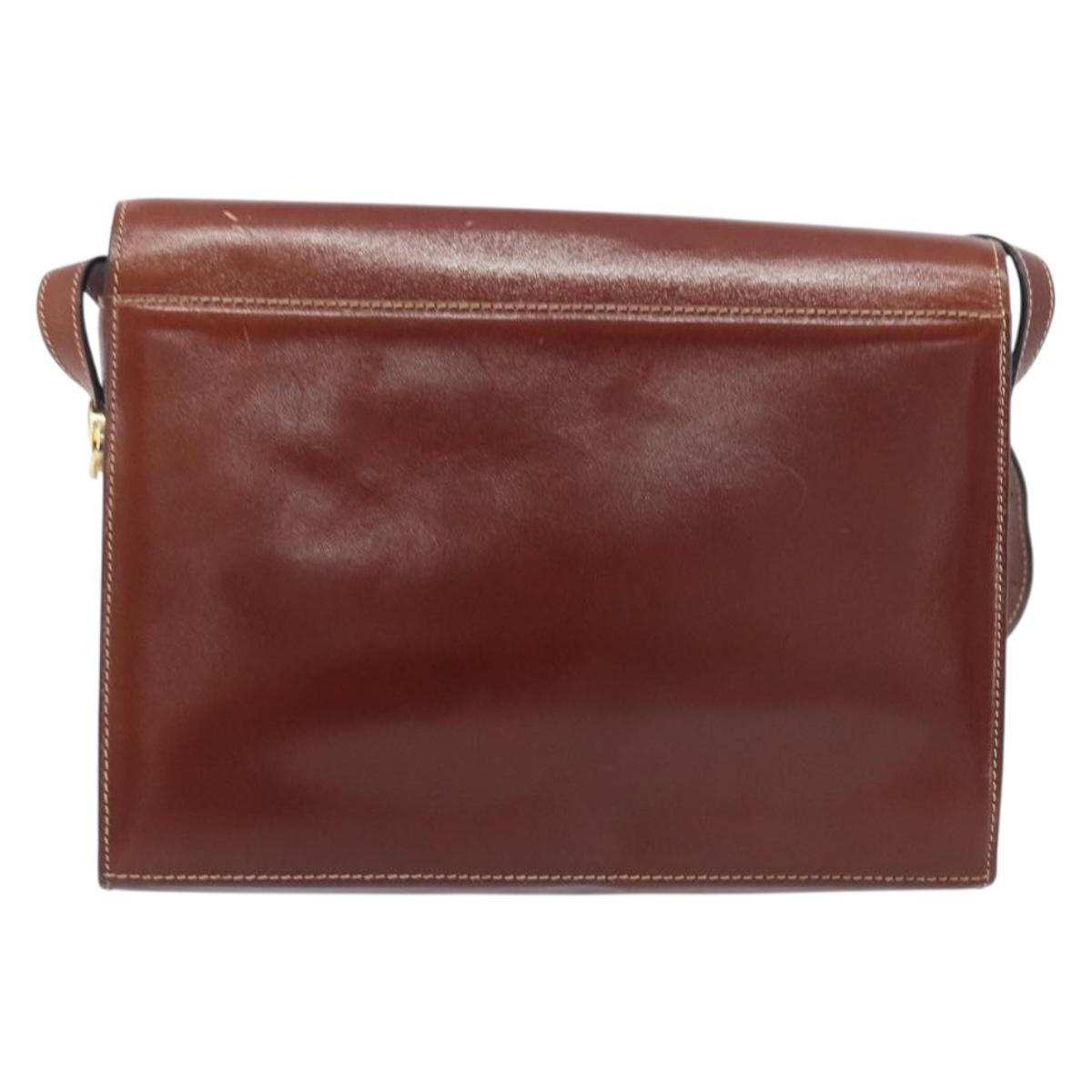 Bally Shoulder Bag Leather Brown Gold