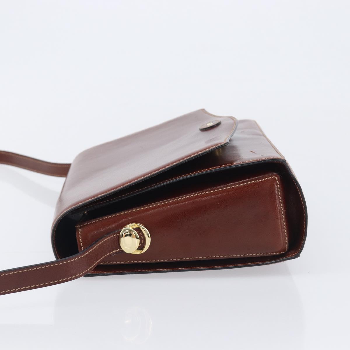 Bally Shoulder Bag Leather Brown Gold