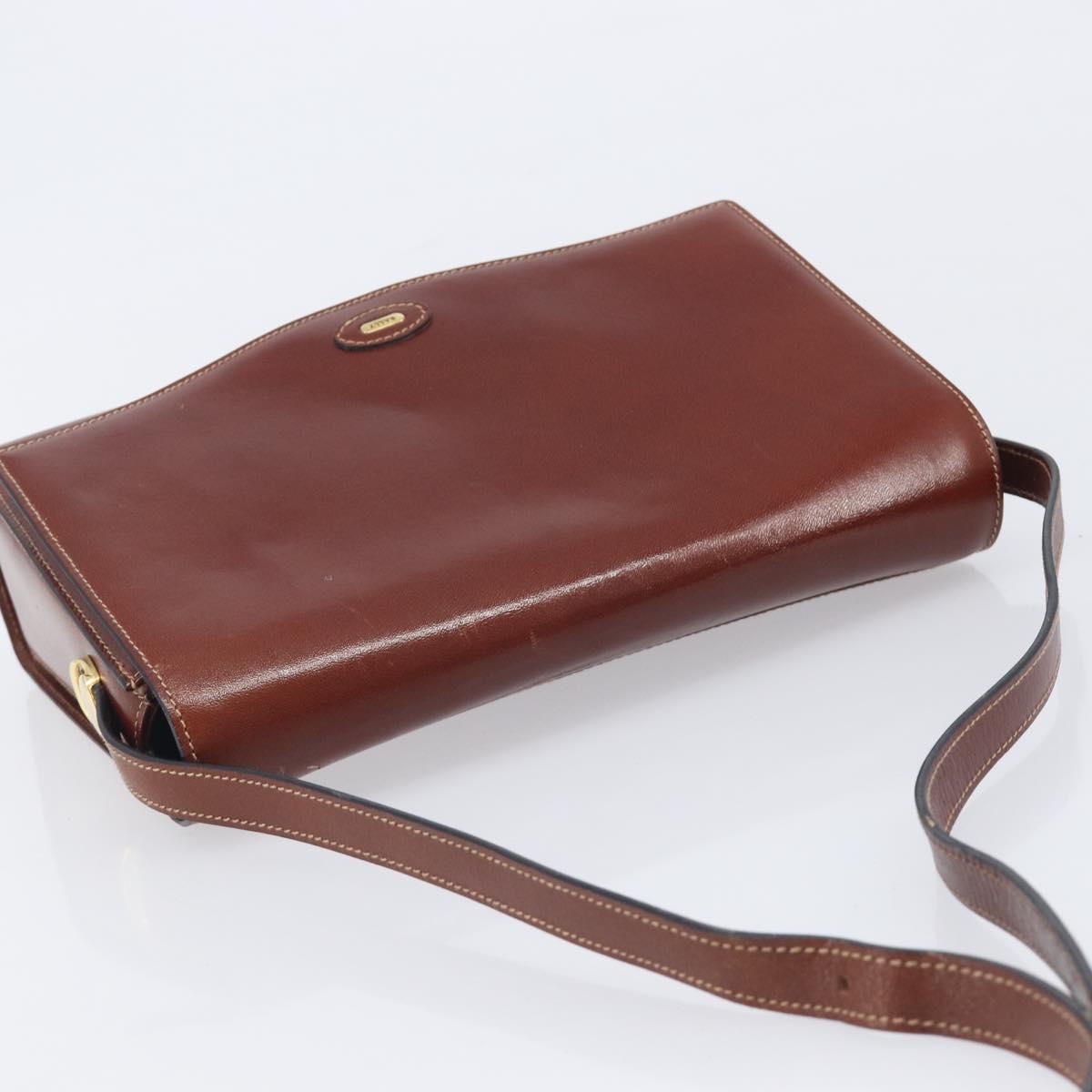 Bally Shoulder Bag Leather Brown Gold