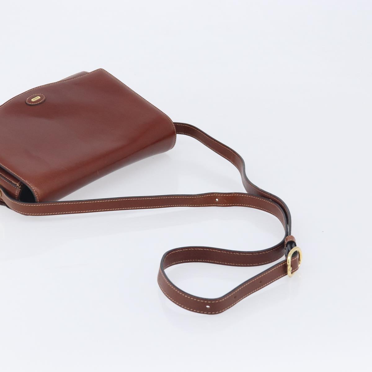 Bally Shoulder Bag Leather Brown Gold