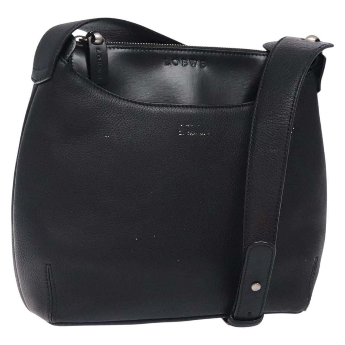 LOEWE Shoulder Bag Leather Black Silver
