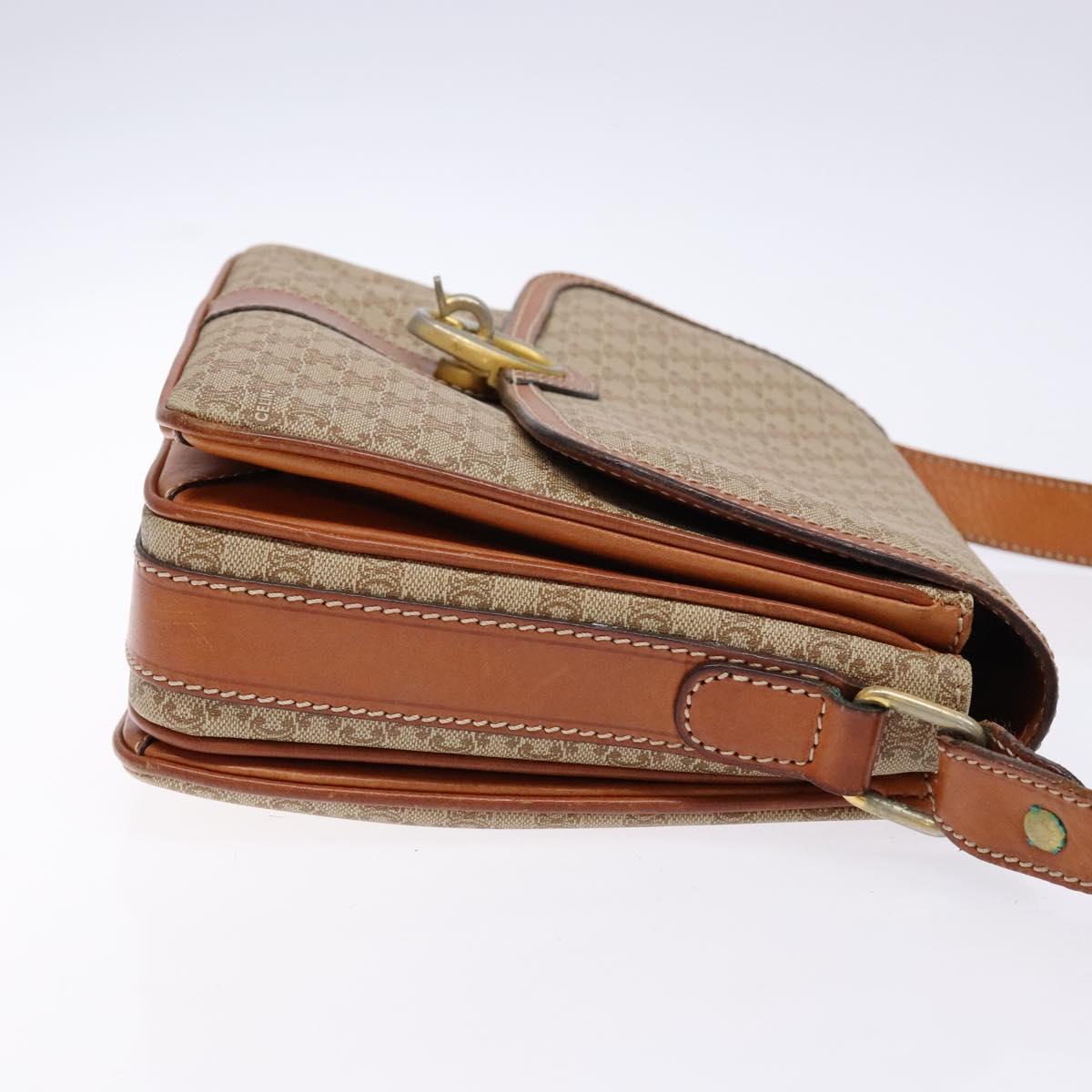 CELINE Macadam Canvas Shoulder Bag PVC Beige Gold