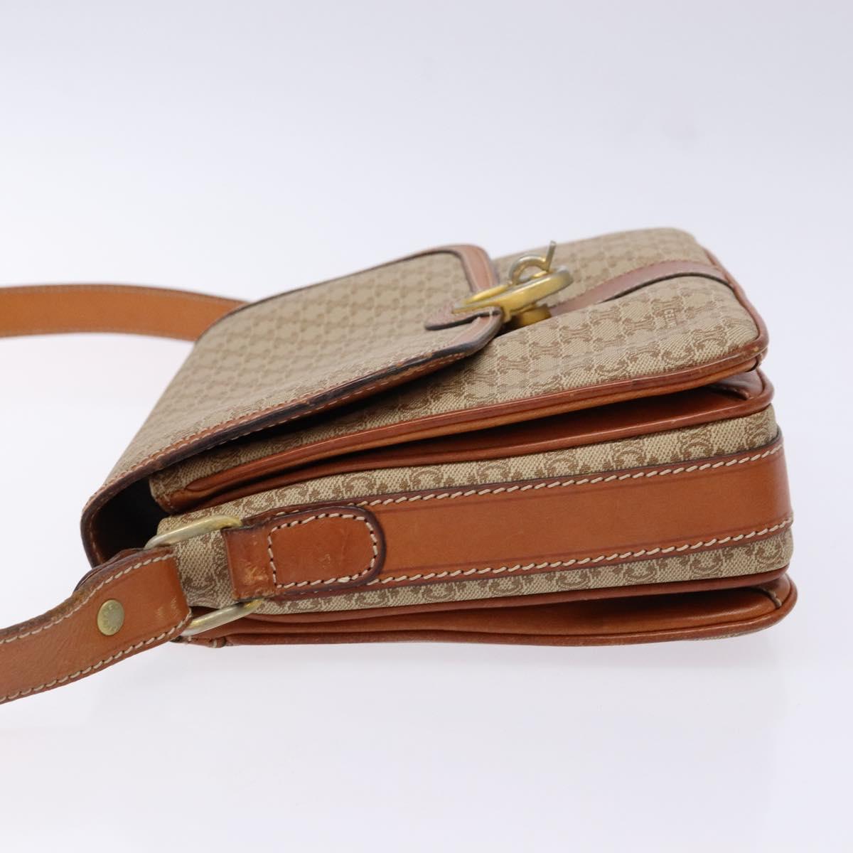 CELINE Macadam Canvas Shoulder Bag PVC Beige Gold