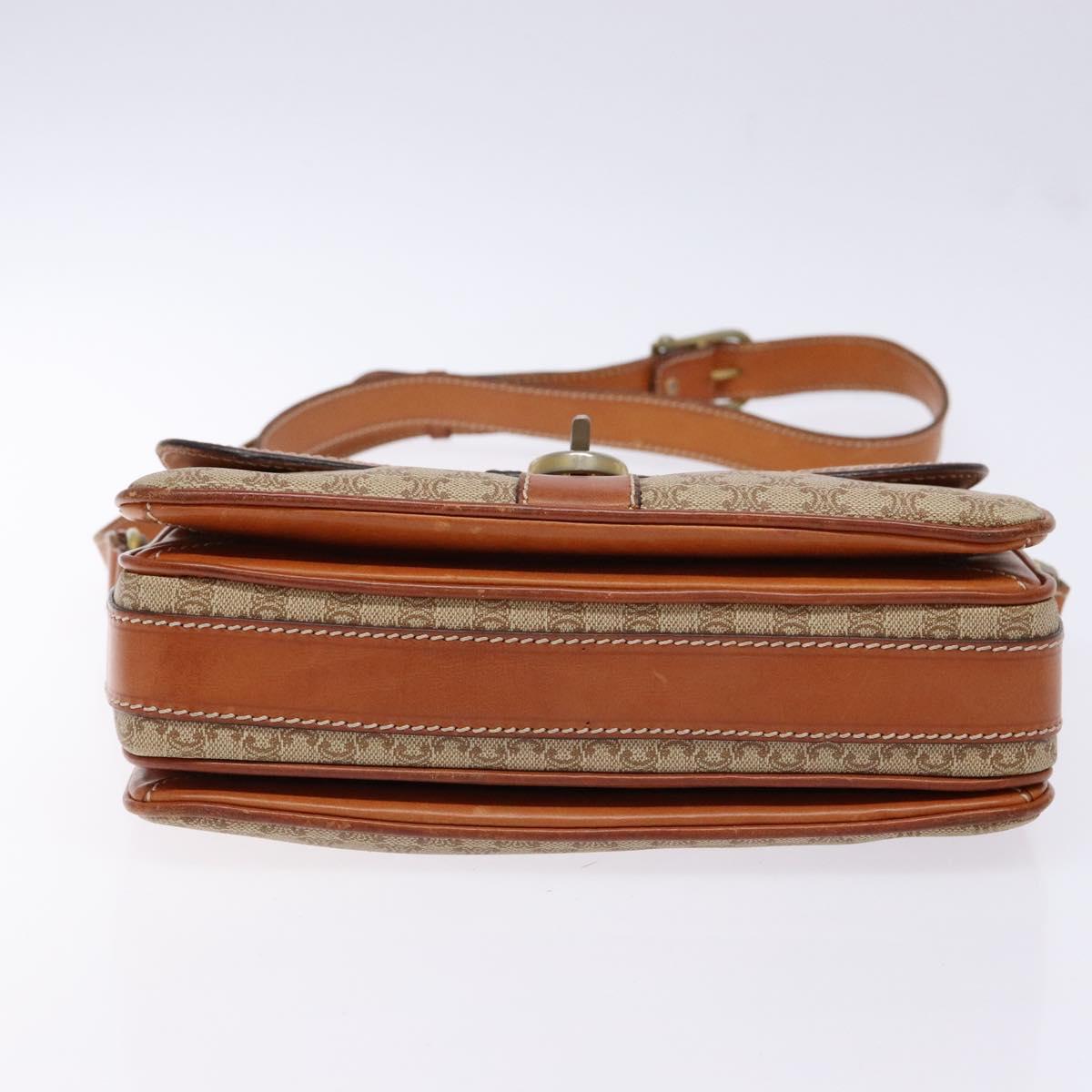 CELINE Macadam Canvas Shoulder Bag PVC Beige Gold