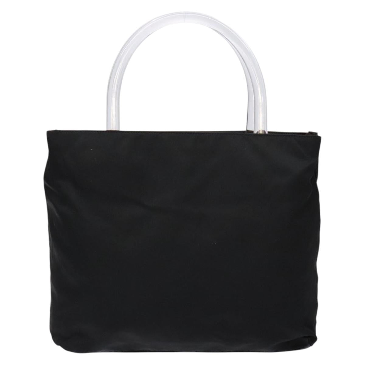 PRADA Hand Bag Nylon Black Silver