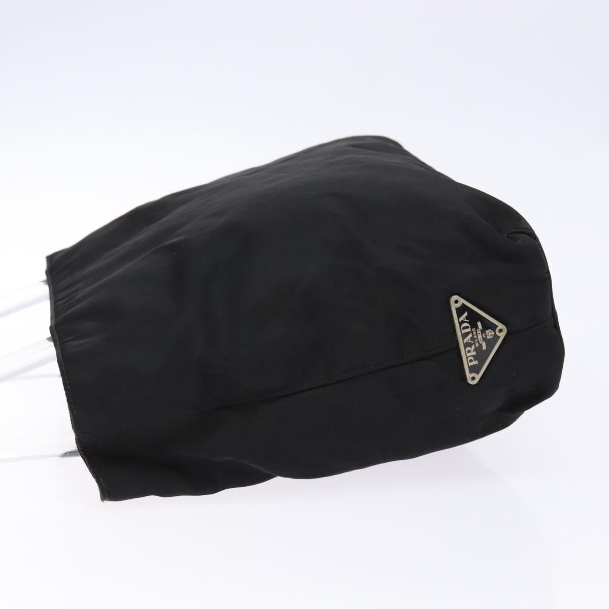 PRADA Hand Bag Nylon Black Silver