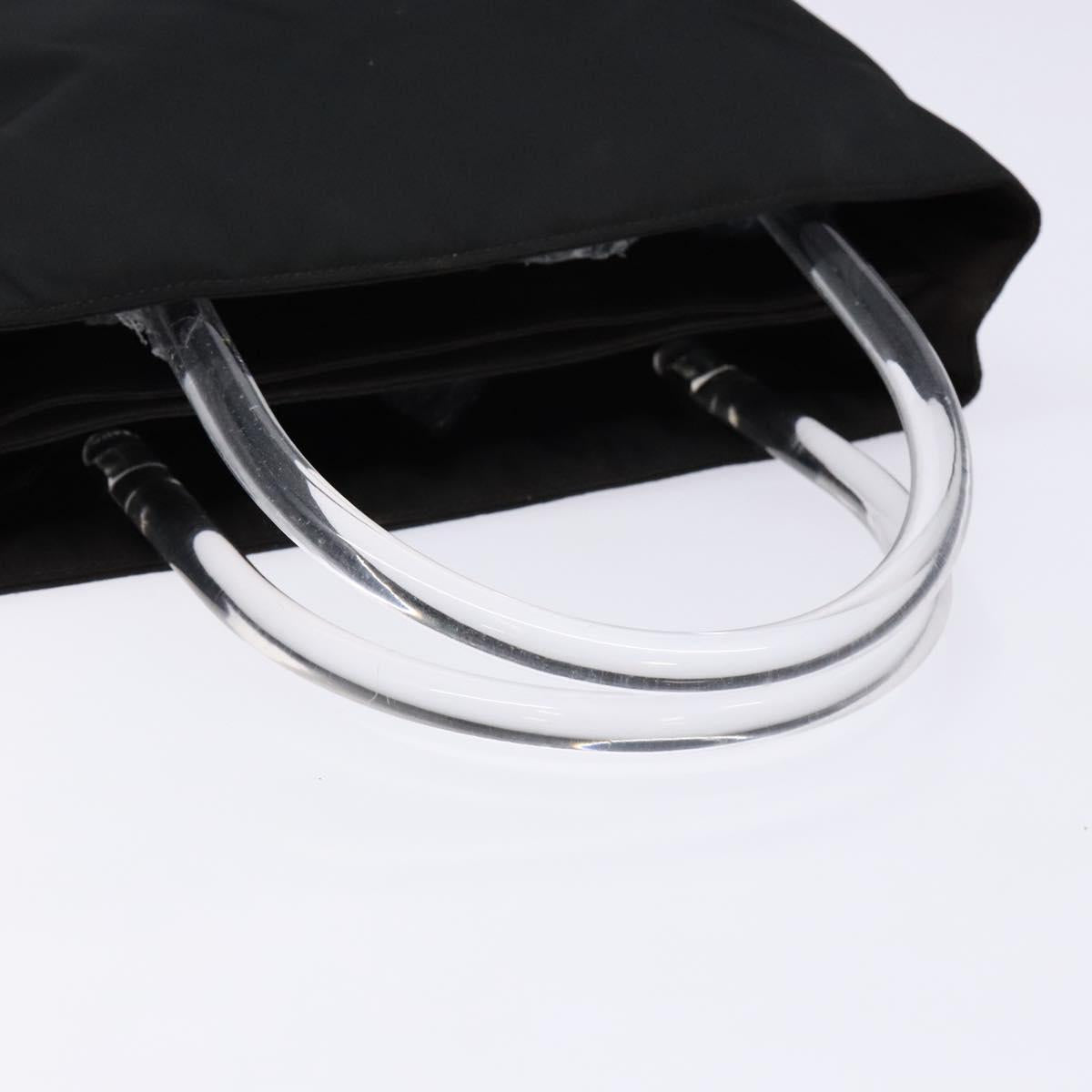 PRADA Hand Bag Nylon Black Silver