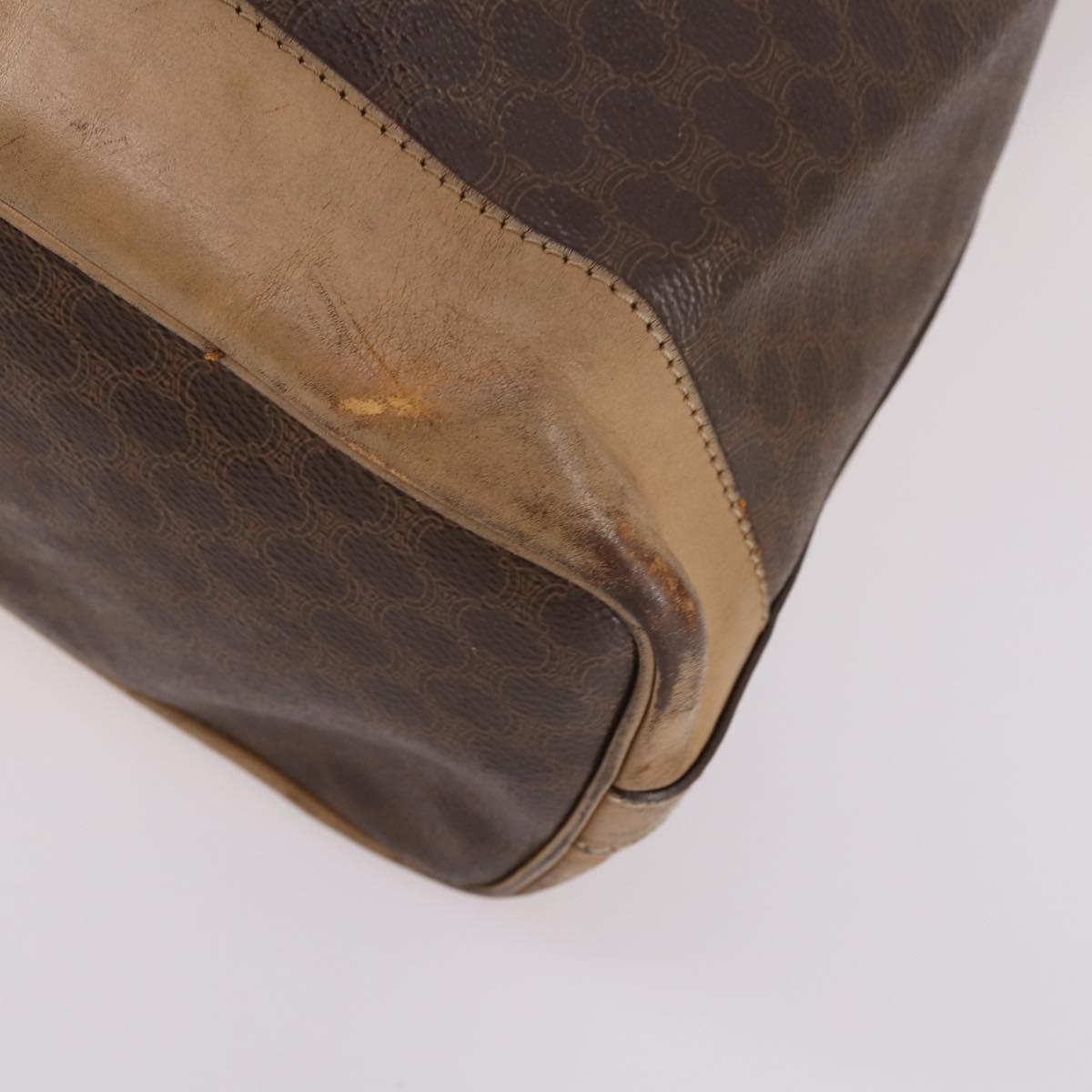 CELINE Macadam Canvas Shoulder Bag PVC Leather Brown